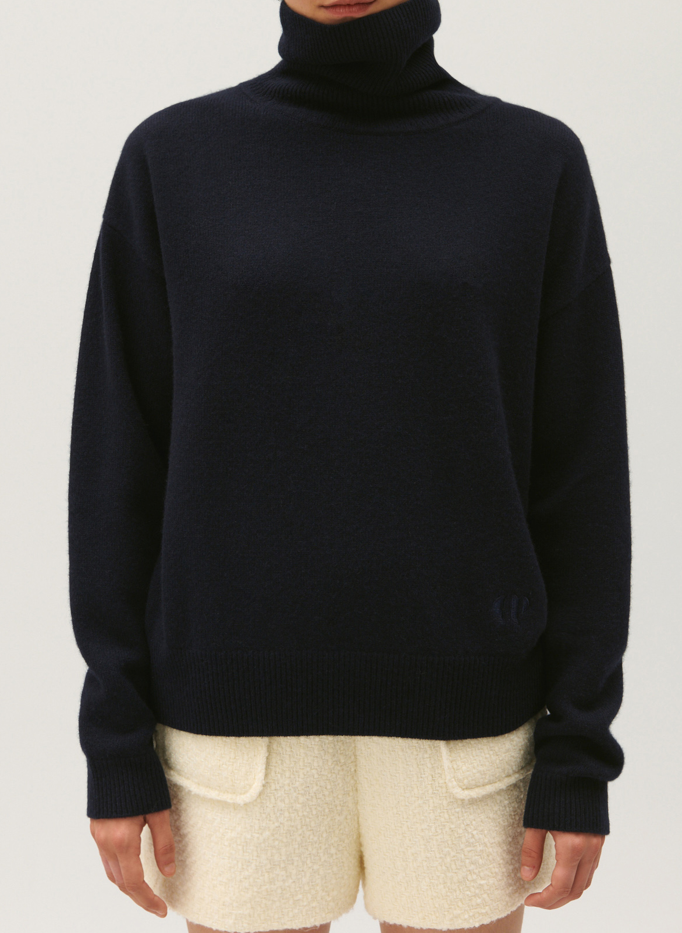 Pull col roulé droit en cachemire CLAUDIE PIERLOT Bleu