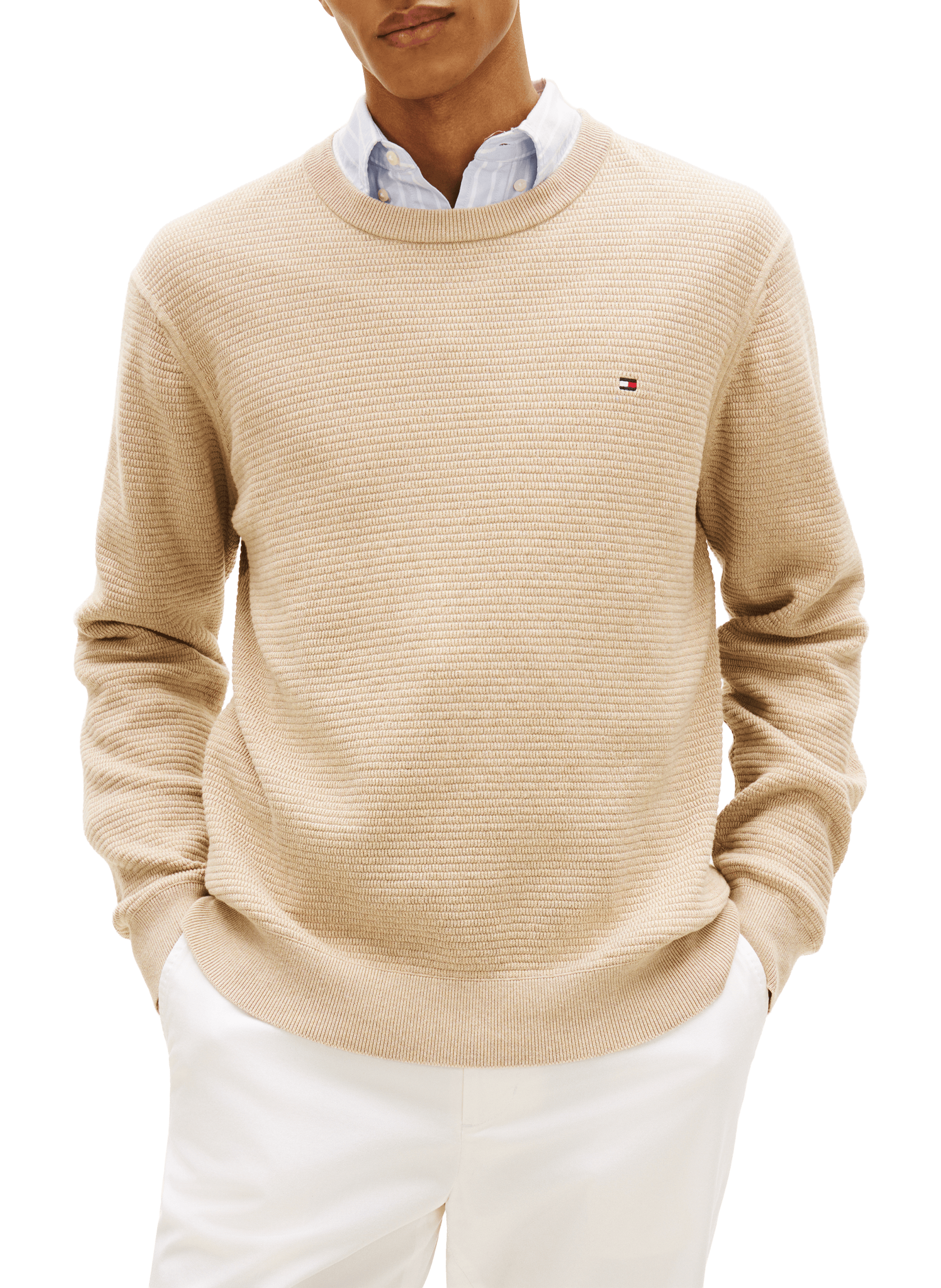 Ribbed cotton jumper TOMMY HILFIGER Beige