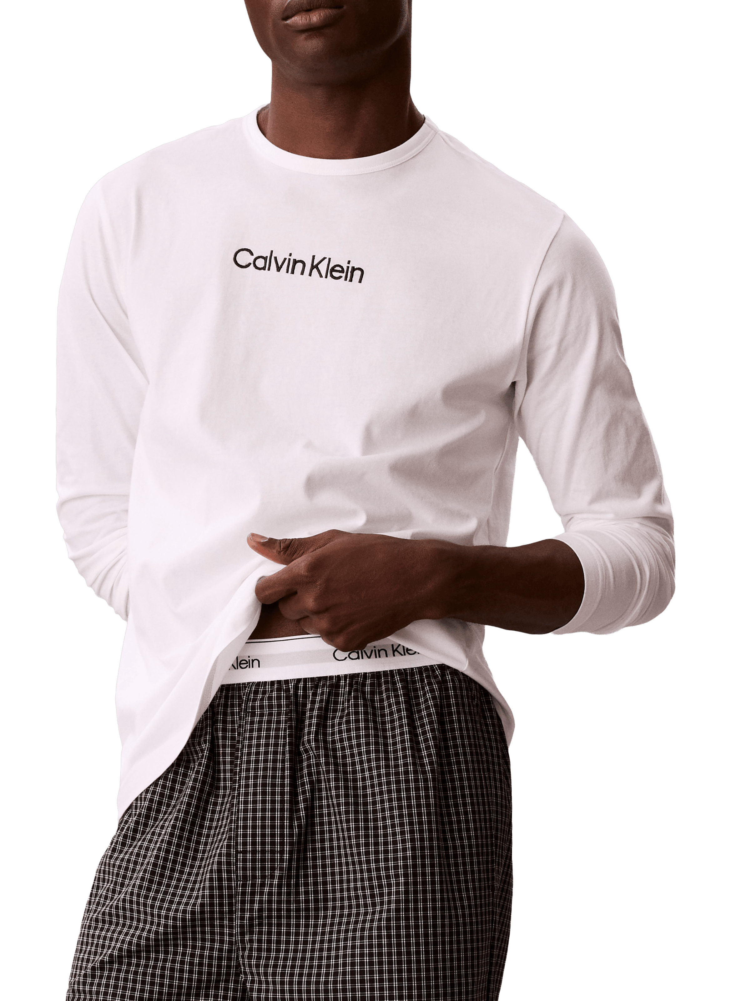 Pyjama long imprimé en coton CALVIN KLEIN Blanc
