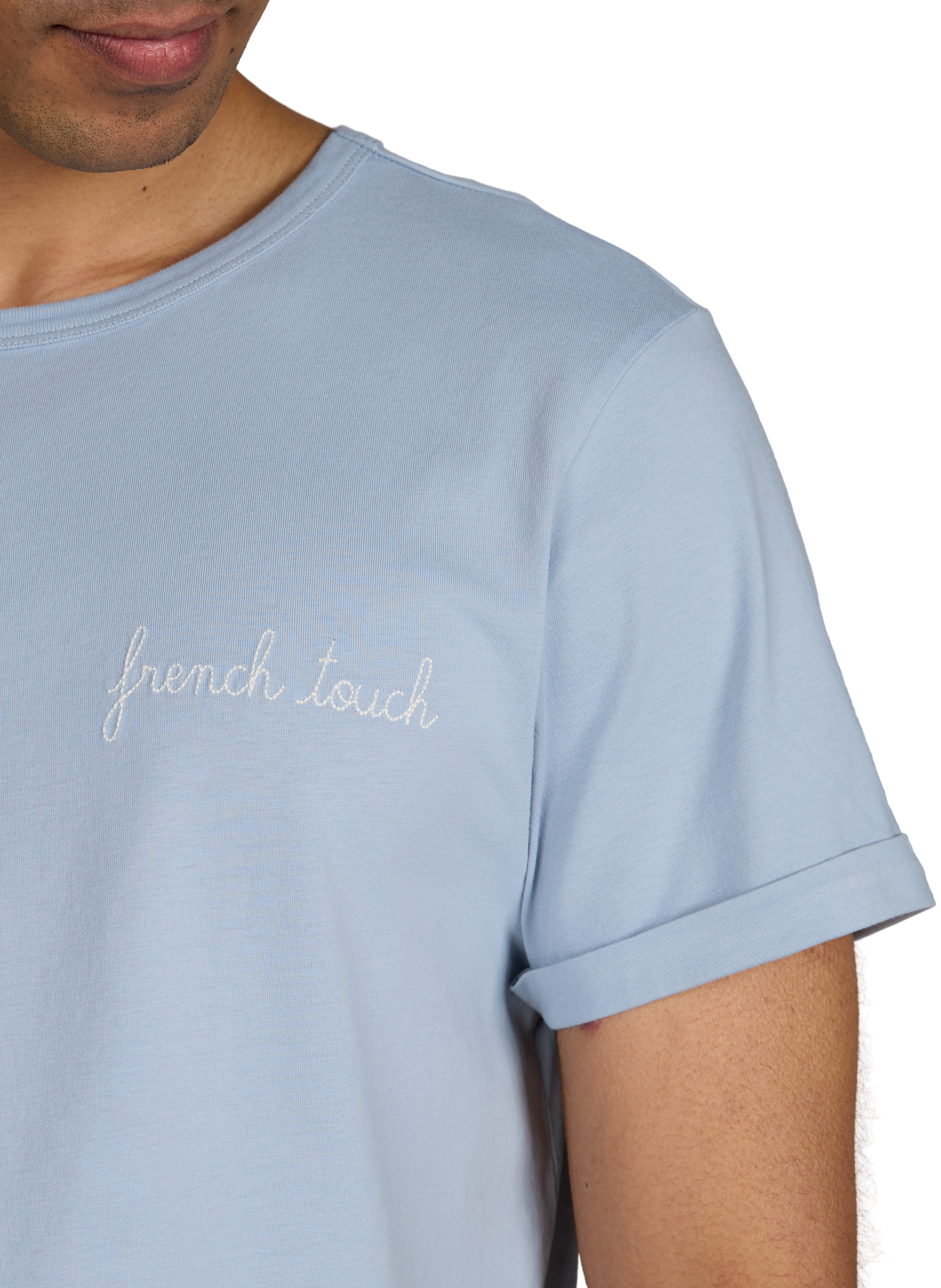 T-shirt Poitou embroidered in organic cotton MAISON LABICHE Blue
