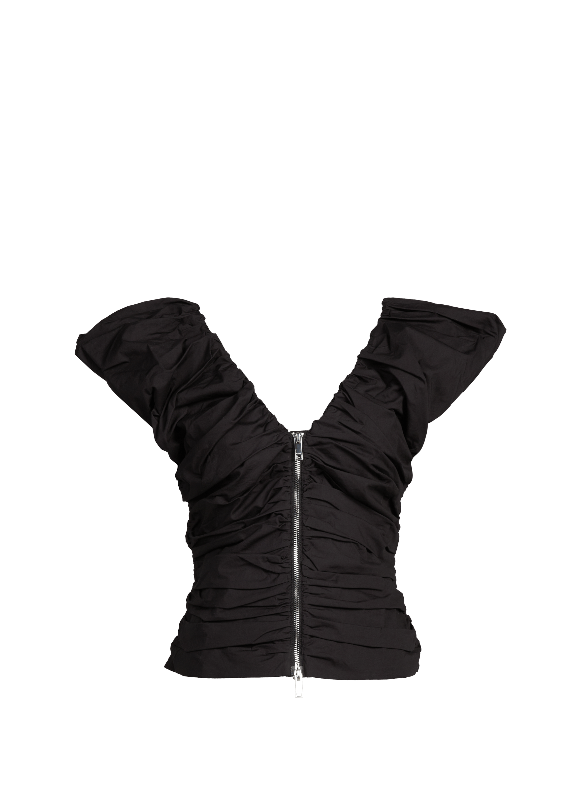 Pleated cotton-blend top GANNI Black