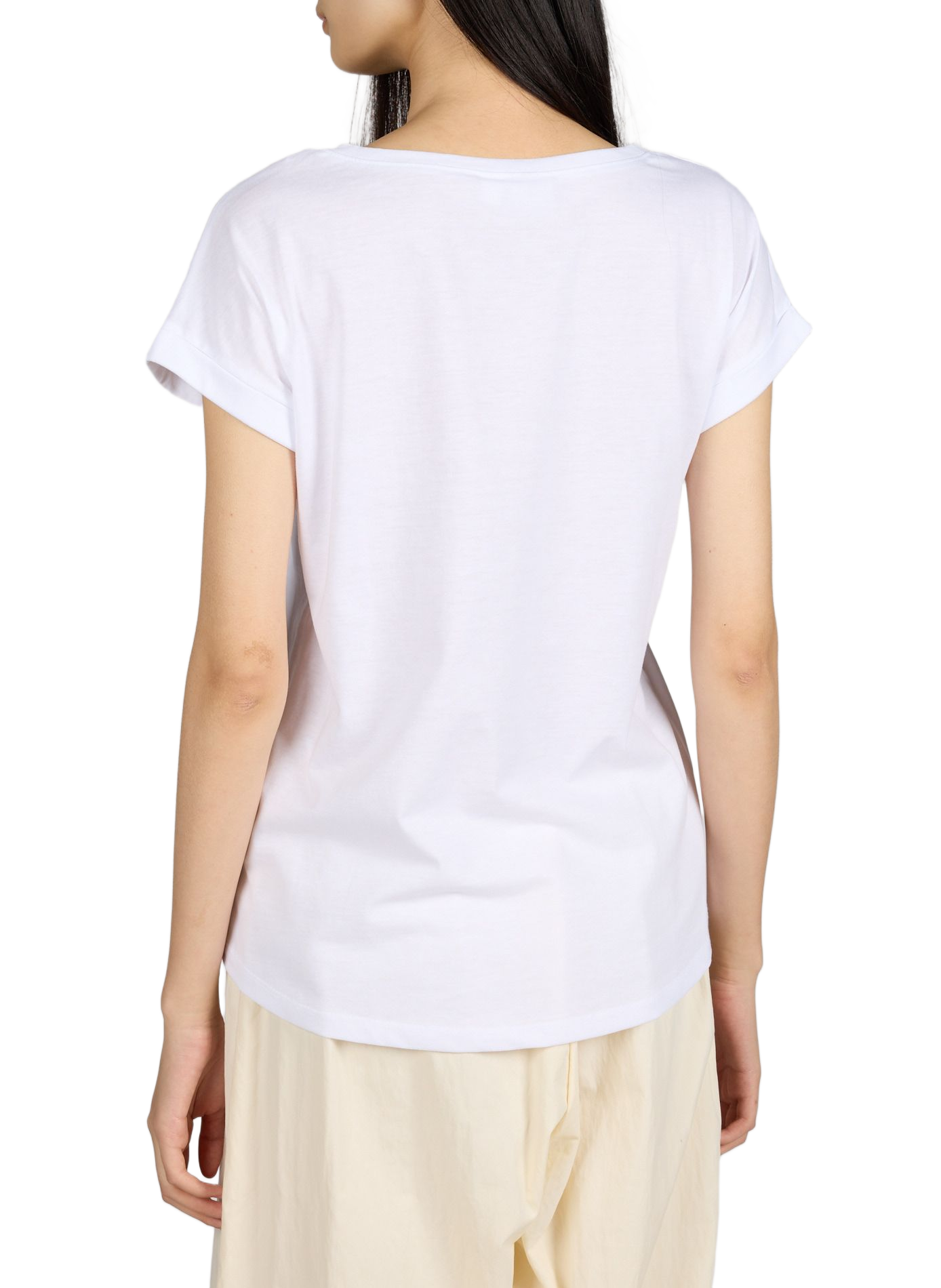 T-shirt uni col rond en coton mélangé VILA Blanc