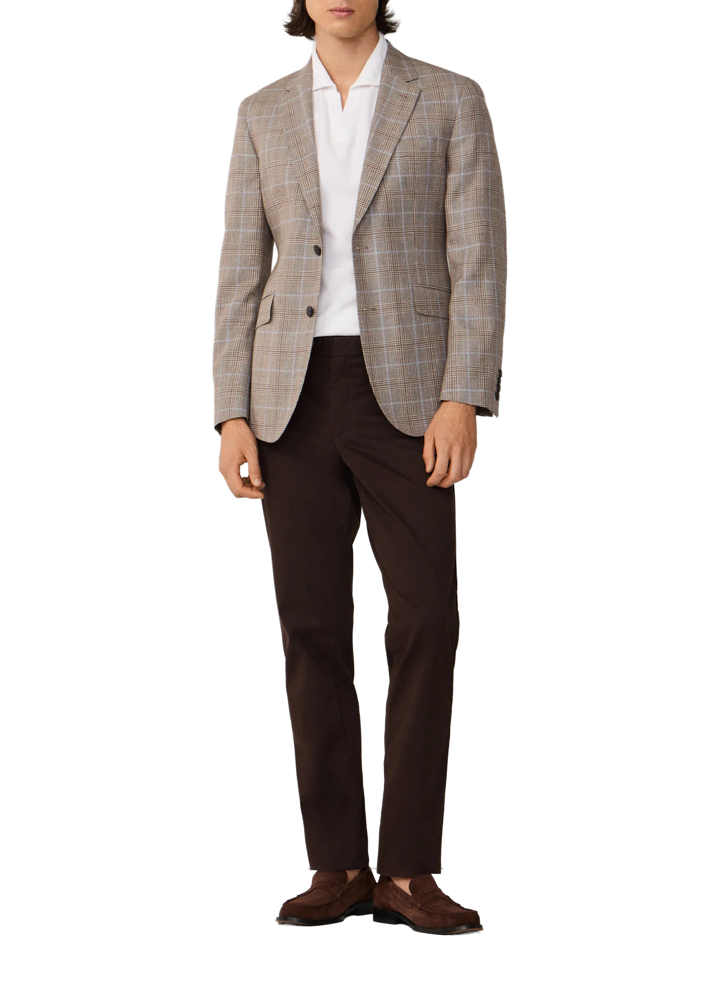 Fitted jacket in wool, linen, and silk HACKETT Beige