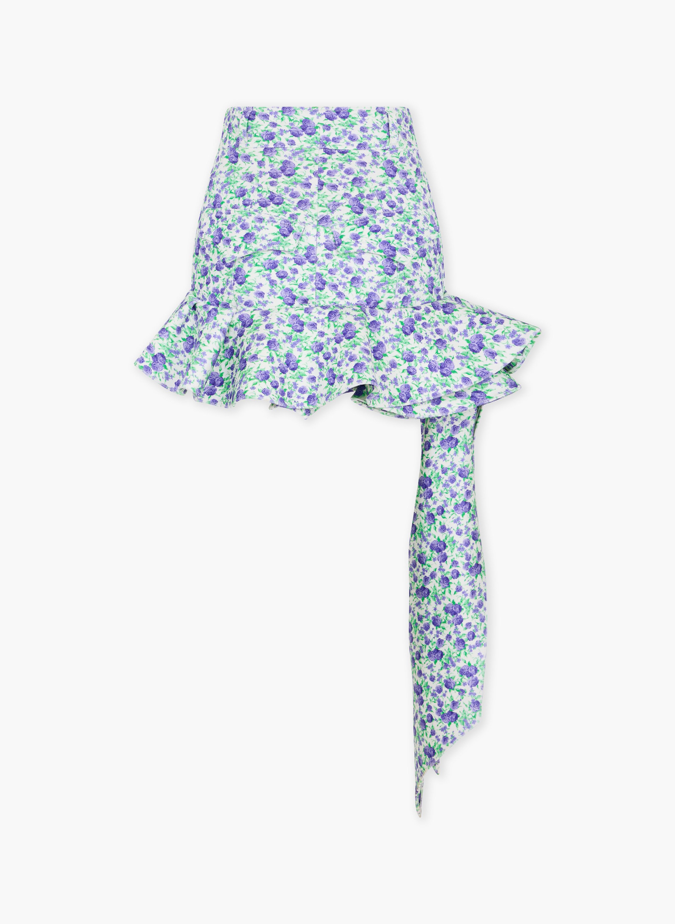 Mini-jupe en imprimé liberty avec détails de volants RABANNE Bleu