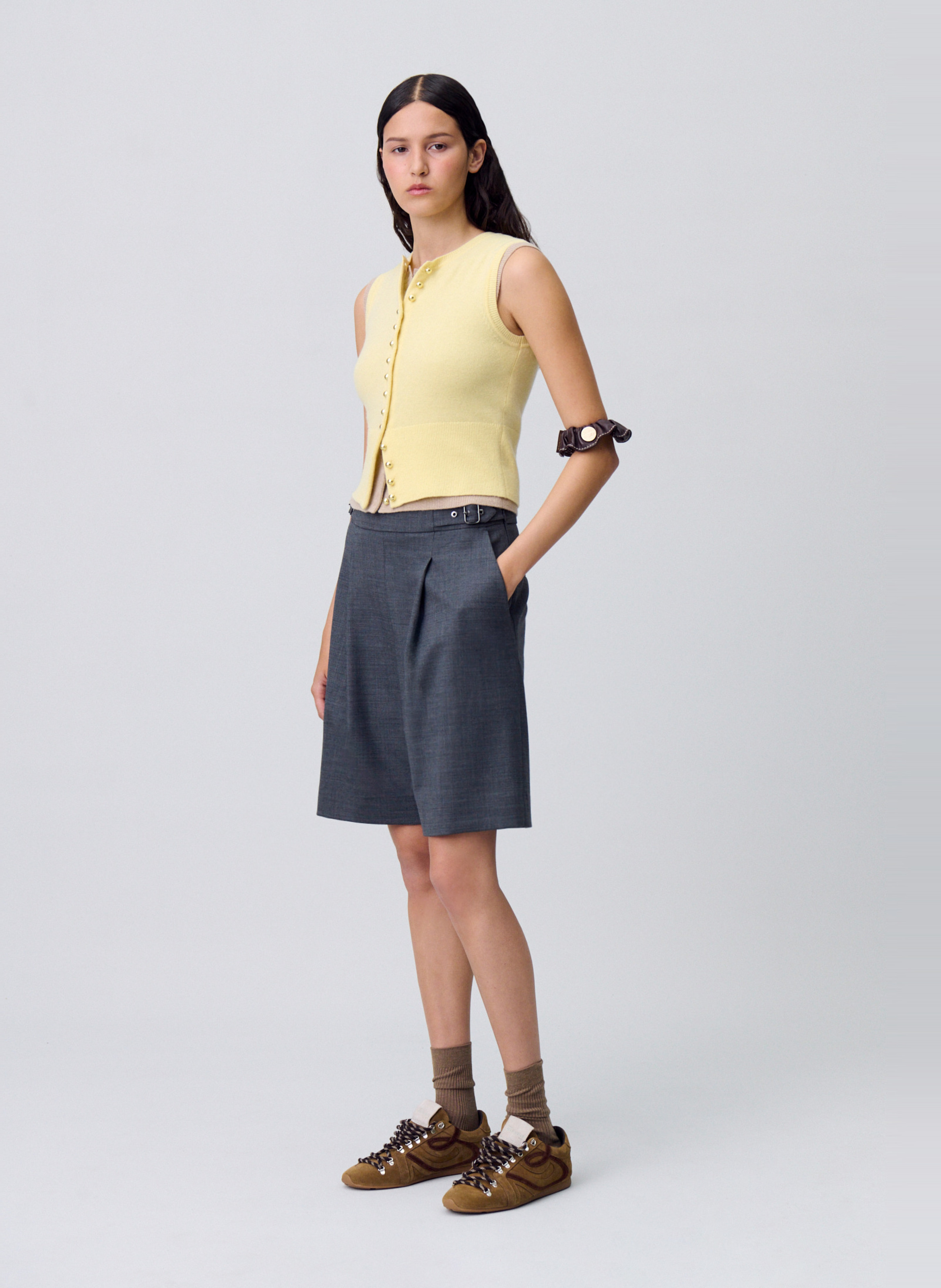 Bermuda large en laine mélangée CLAUDIE PIERLOT Gris