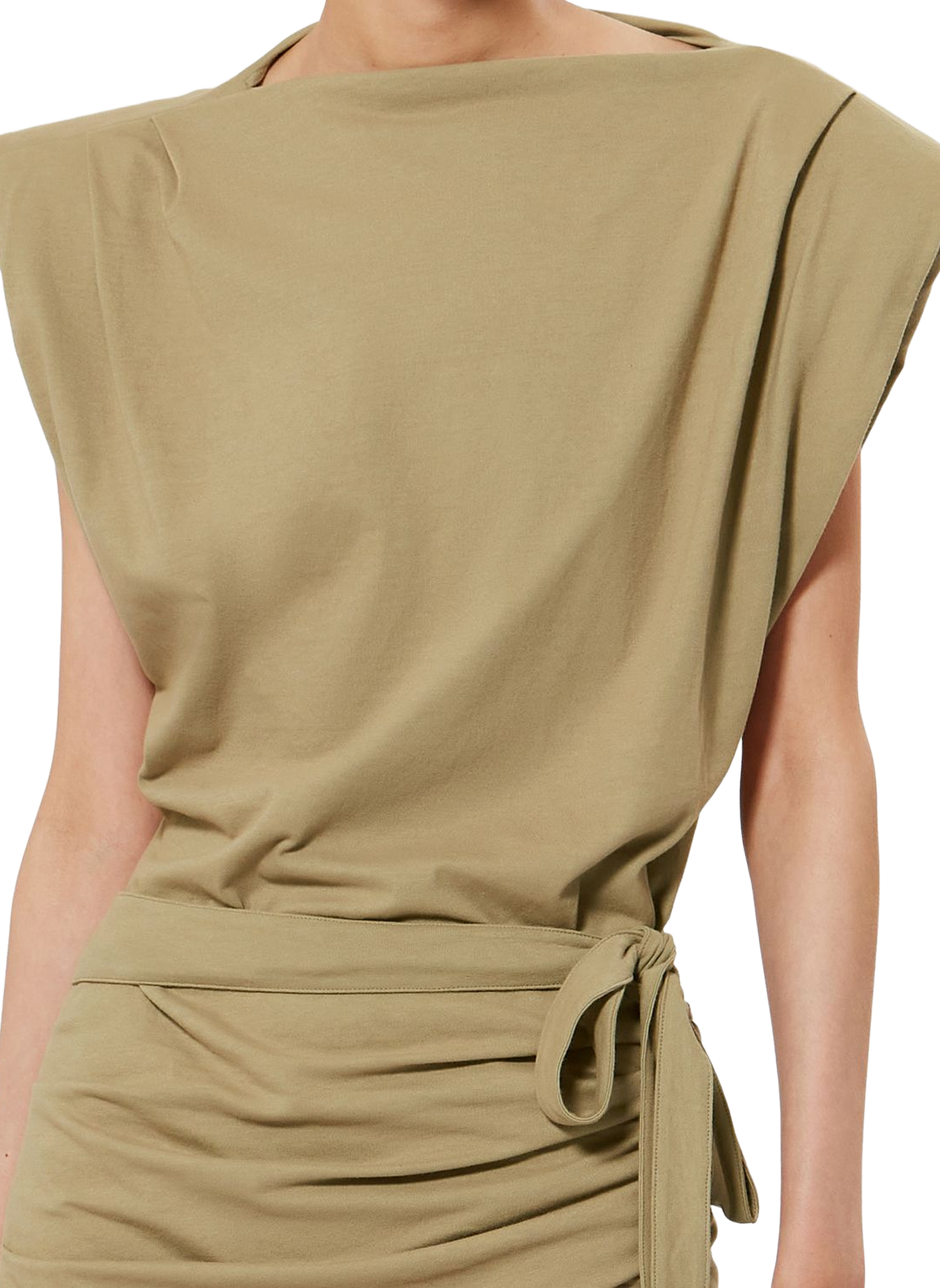 Short draped dress Marielle in cotton jersey ISABEL MARANT Brown