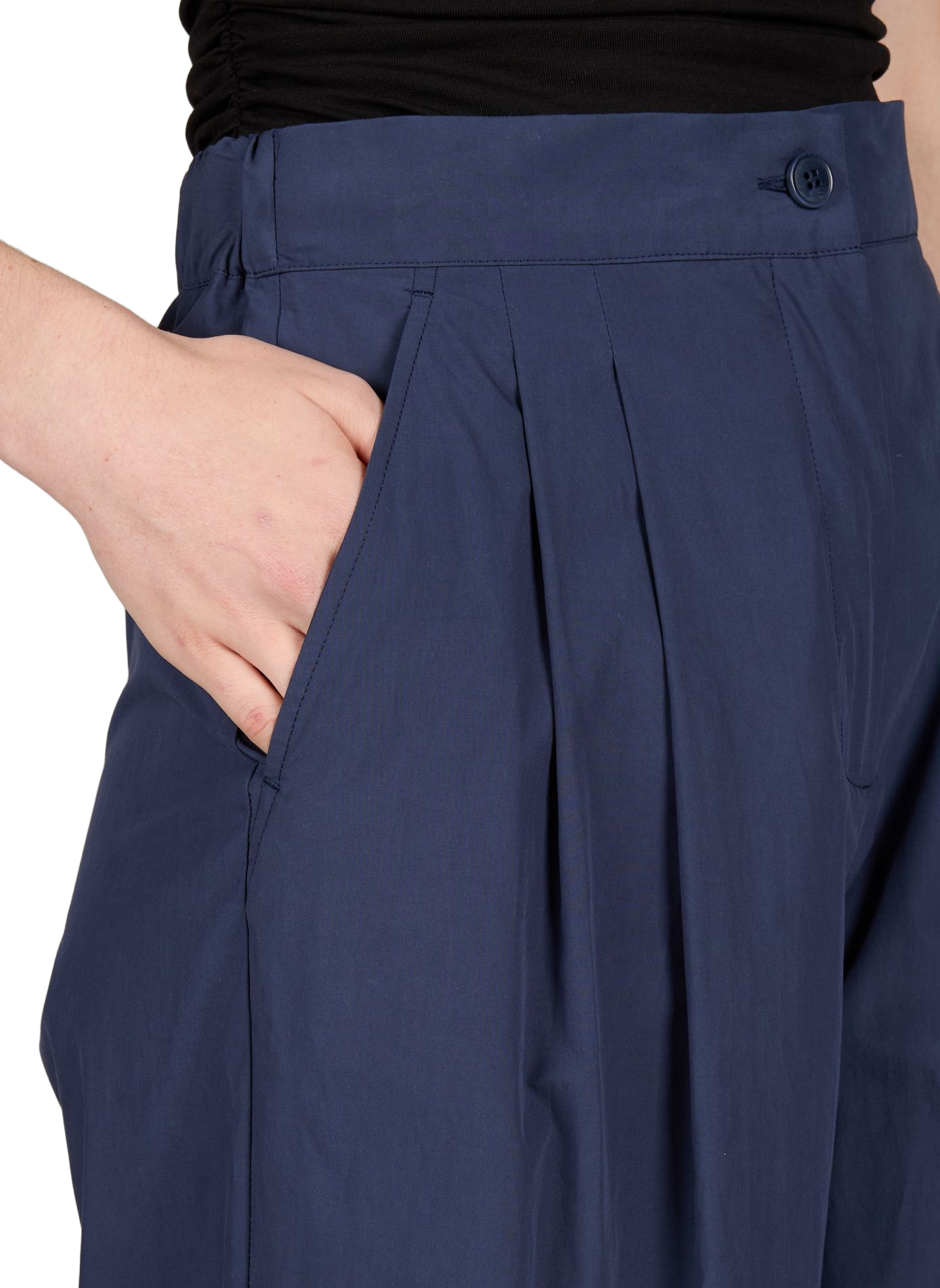 Pleated solid cotton trousers MAX MARA WEEK END Blue