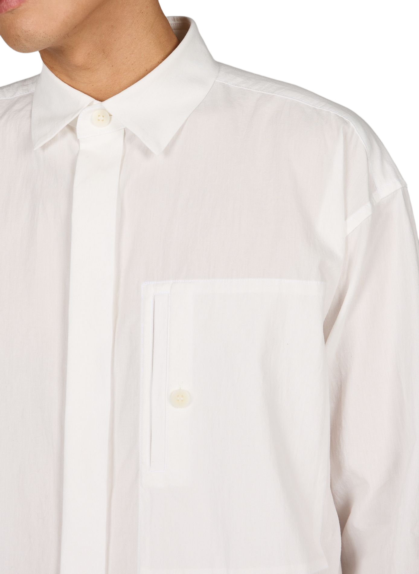 Chemise coupe droite en coton mélangé ISSEY MIYAKE Beige