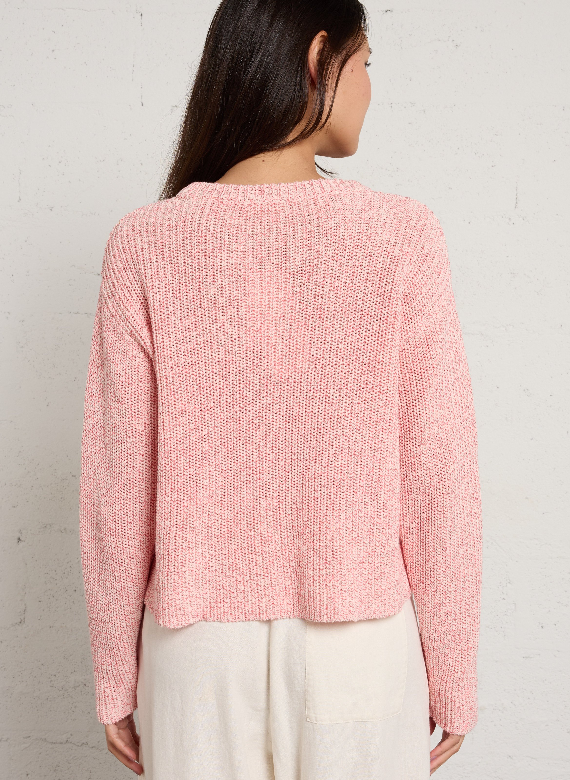 Pull droit col rond en coton bio twily AMERICAN VINTAGE Rose