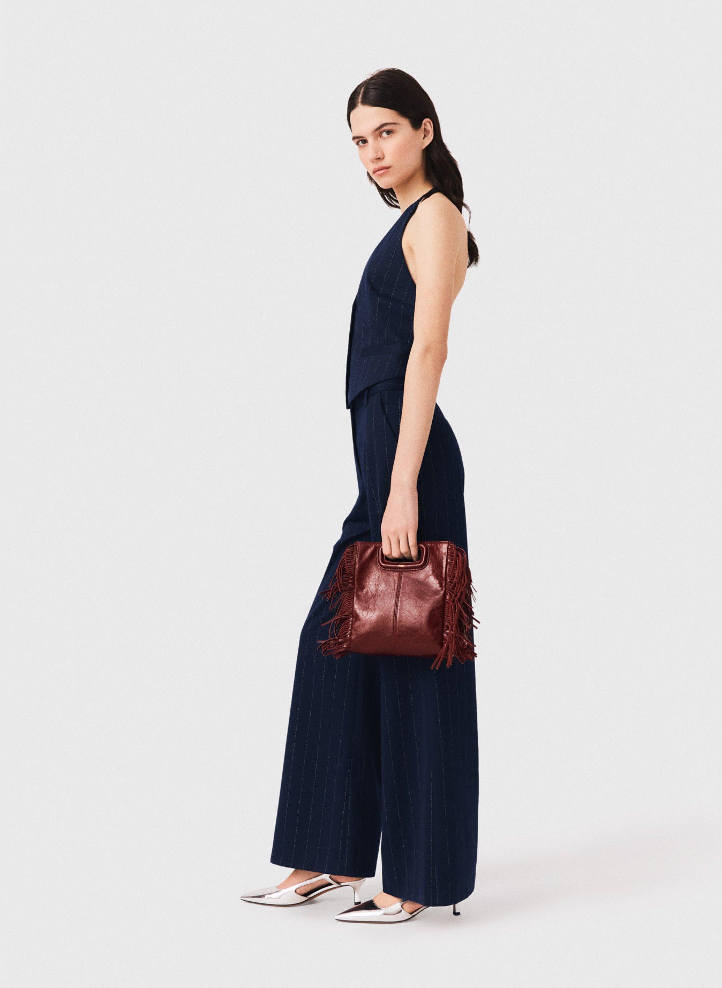 Pantalon évasé à rayures MAJE Bleu