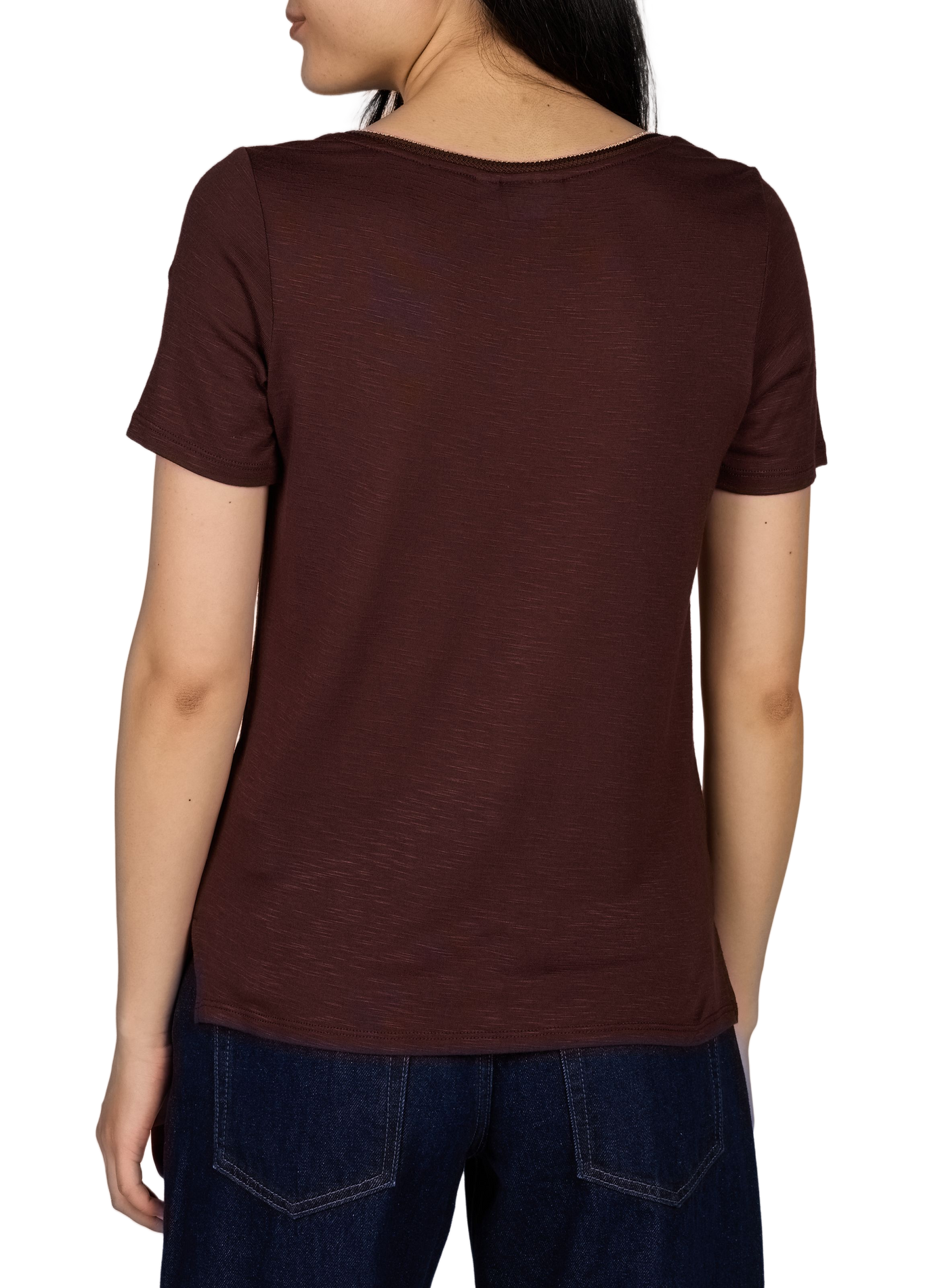 Vinoel V-neck T-shirt VILA Brown