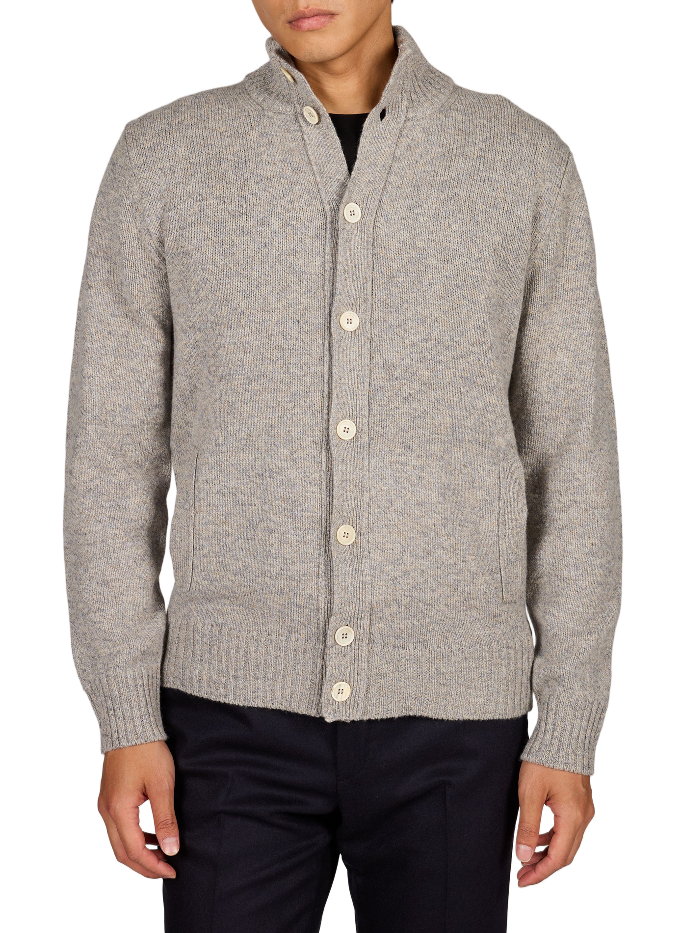 Wool high-neck knit cardigan SLOWEAR Grey