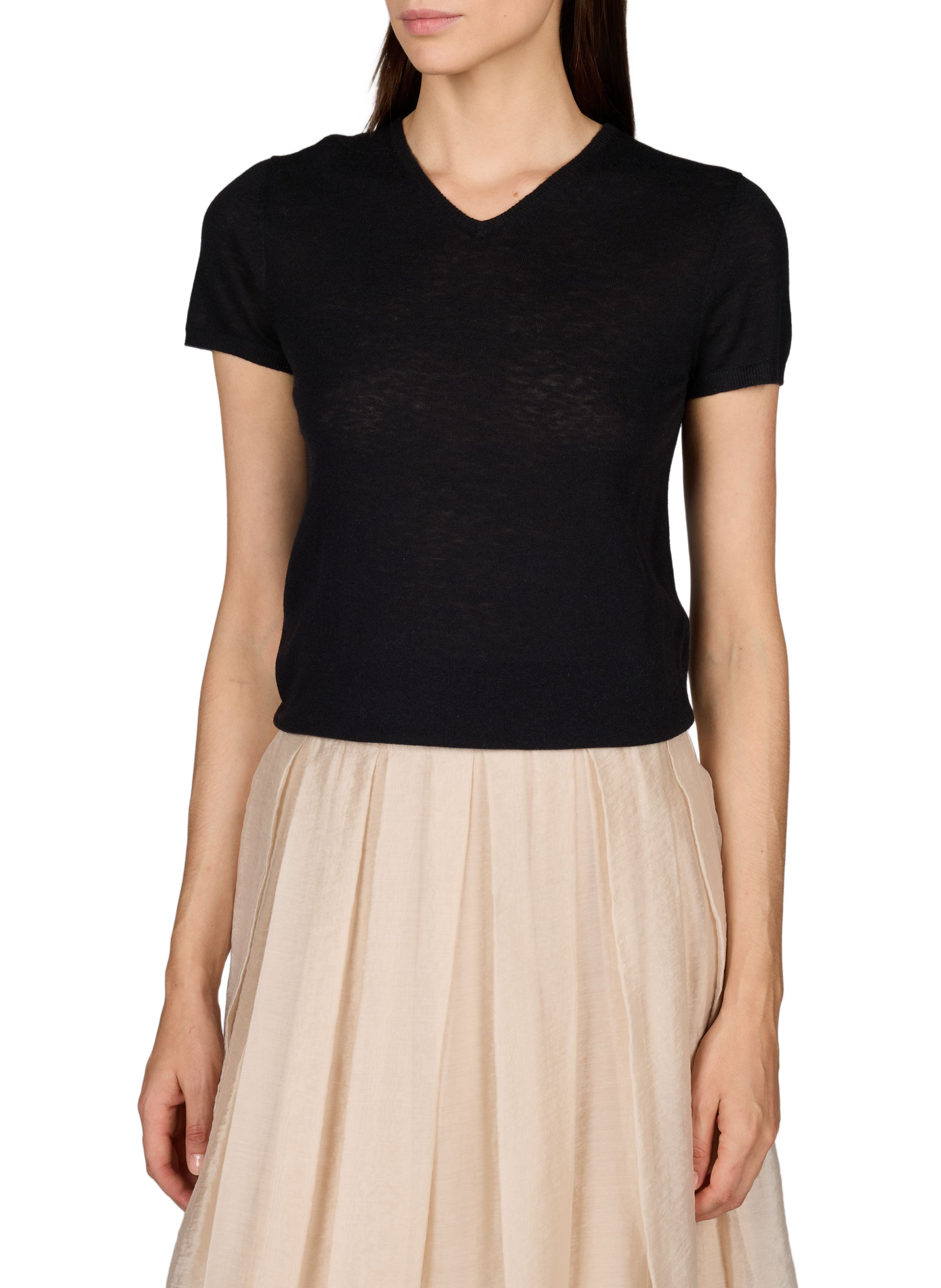 Straight wool V-neck sweater VINCE Black