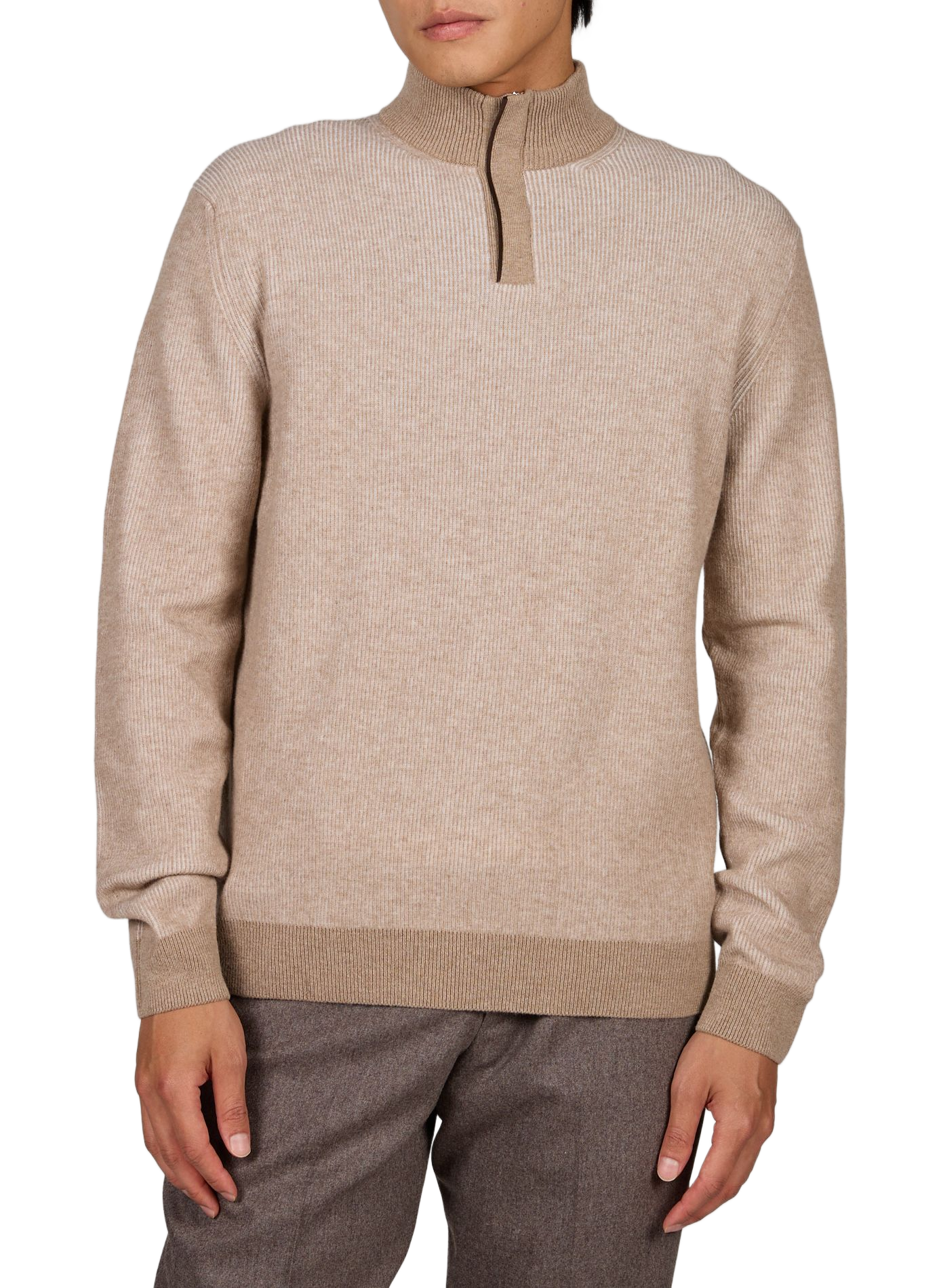 Straight fit high neck knitted sweater SLOWEAR Beige