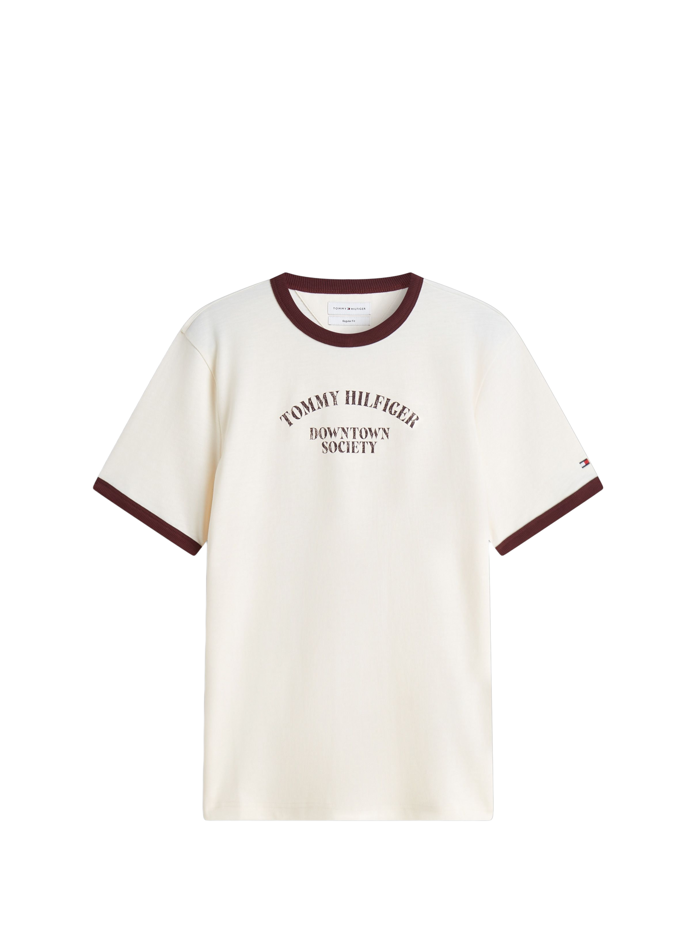 Plain T-shirt with contrast trims TOMMY HILFIGER Beige