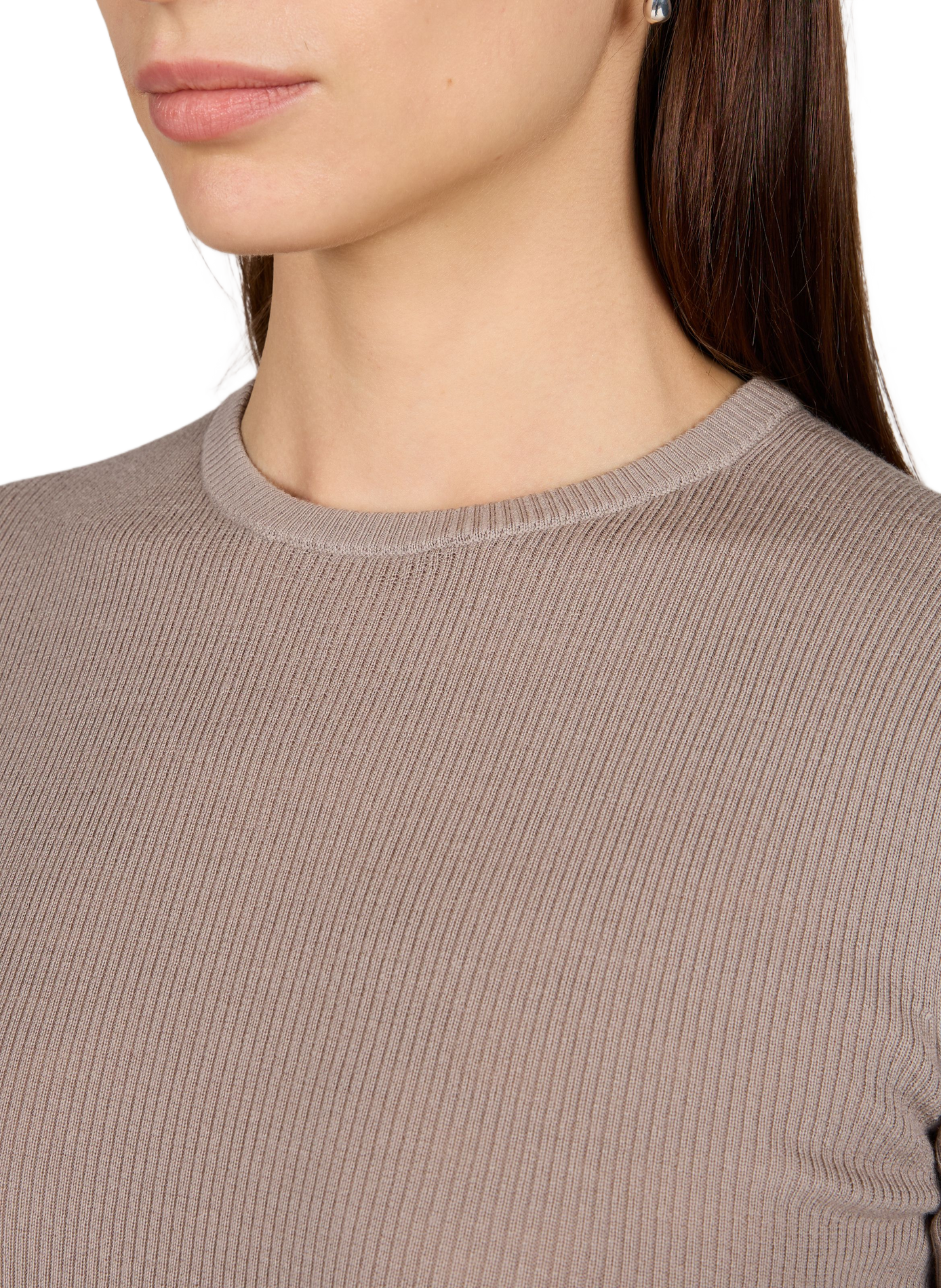 Straight wool sweater with round neckline and back cutouts TIBI Beige
