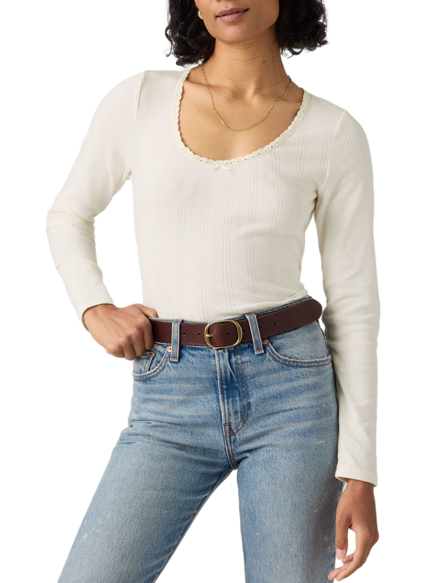 Cotton-blend round-neck T-shirt LEVI'S White