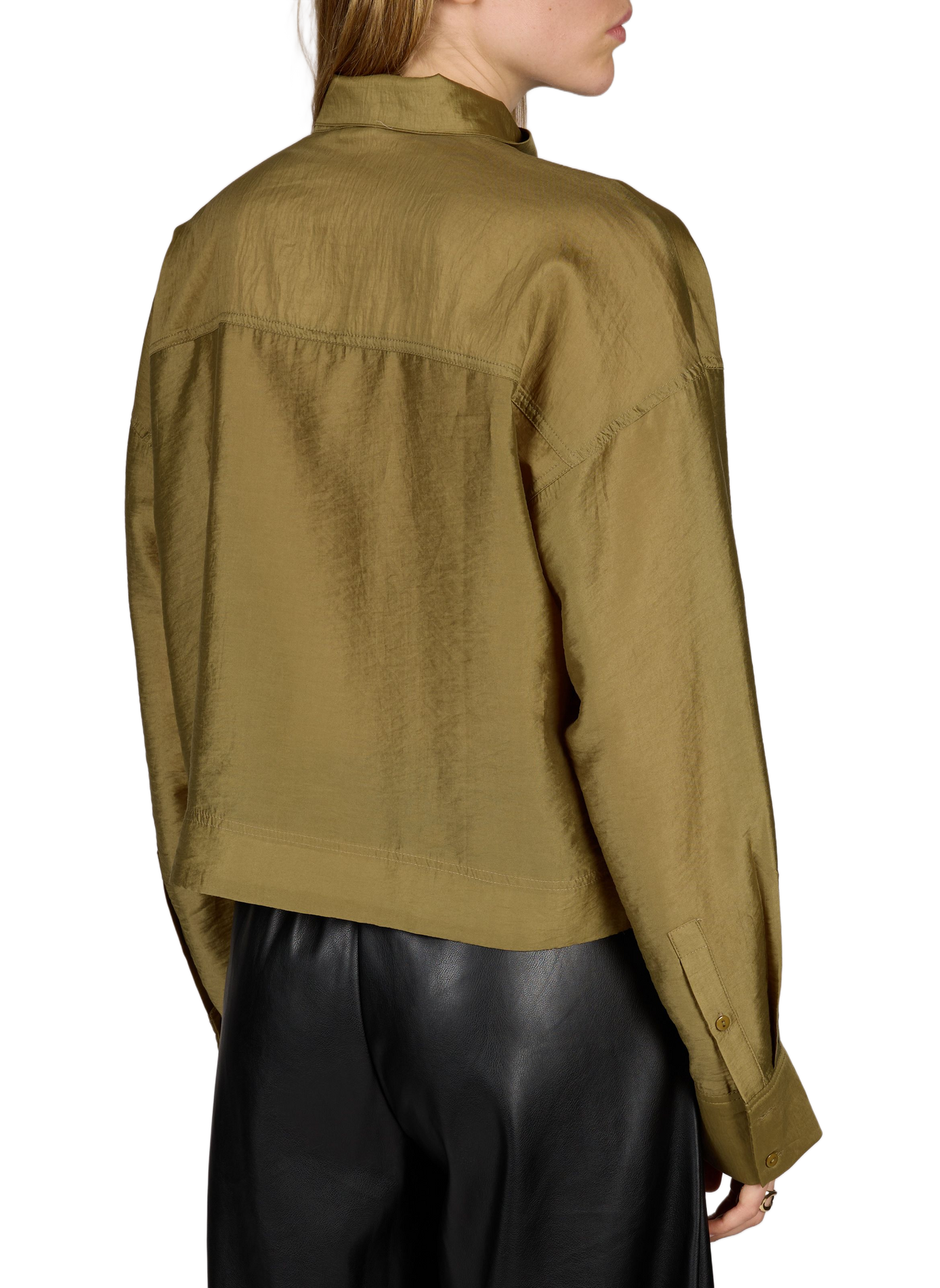 Weites fließendes Top mit Stehkragen ROUGE EDIT Khaki