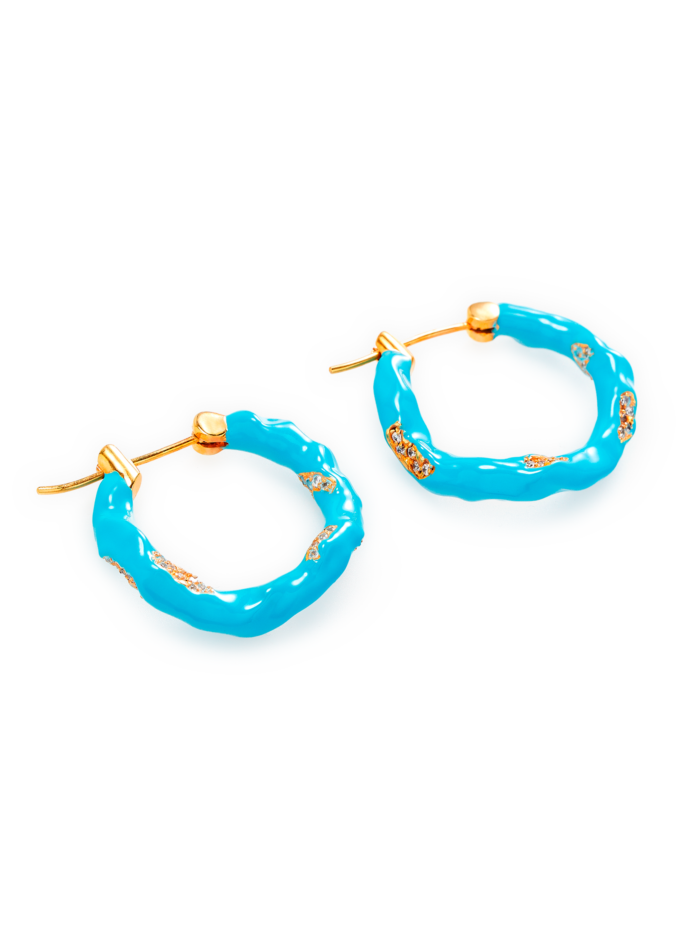 Créoles medium Wave avec cristaux en laiton plaqué or