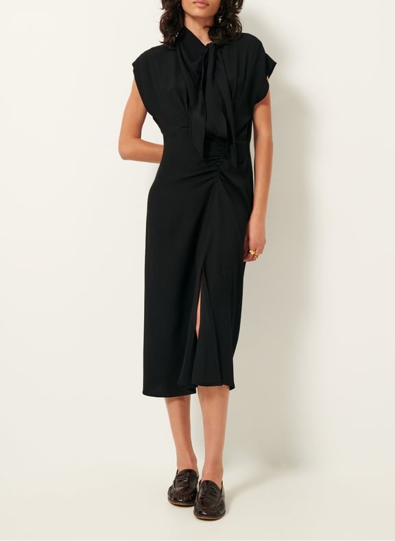 Robe midi cintrée col lavallière francoise Noir by SESSUN SESSUN Robe midi cintrée col lavallière francoise Noir