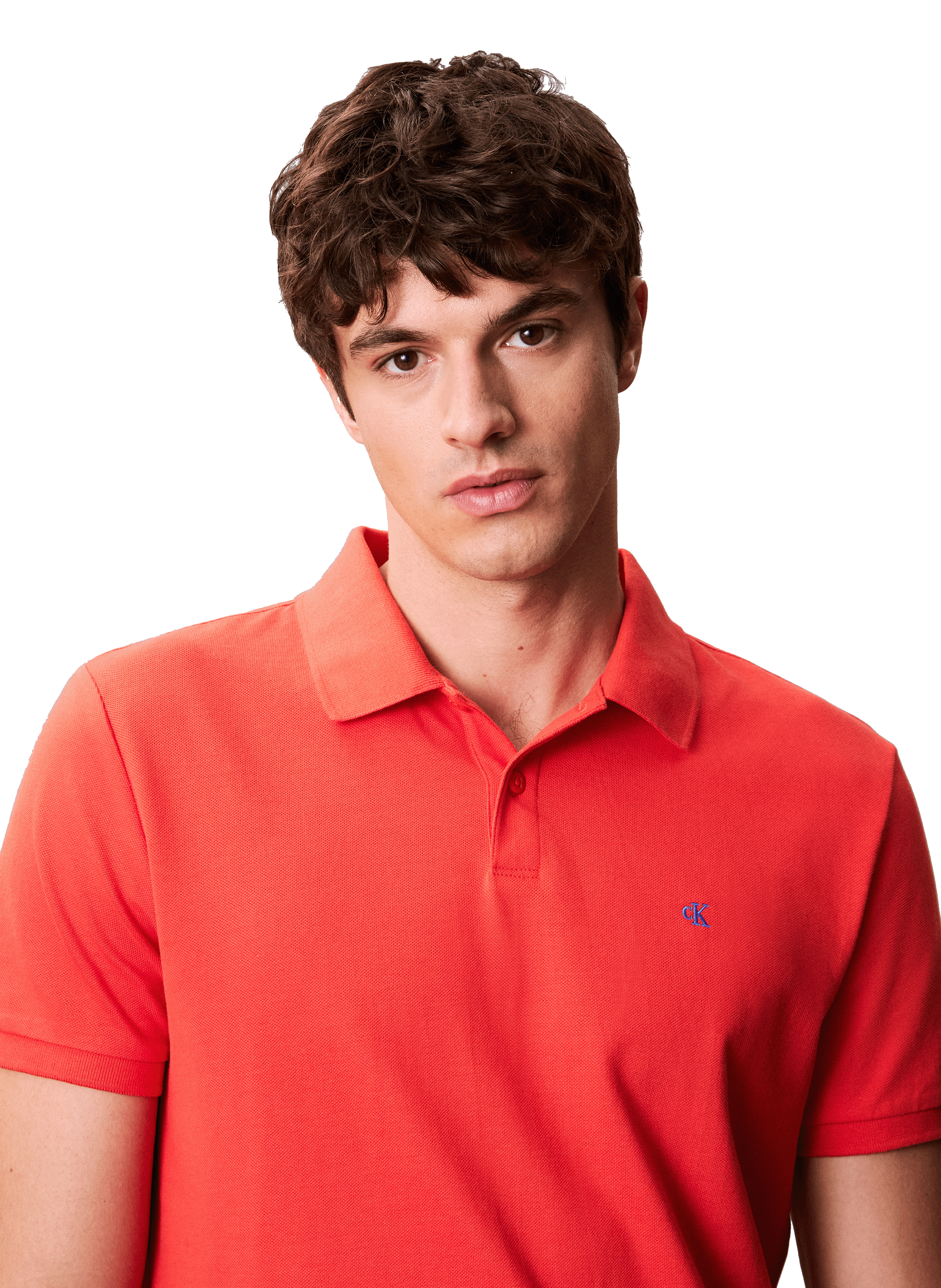 Polo manches courtes en coton CALVIN KLEIN Rouge