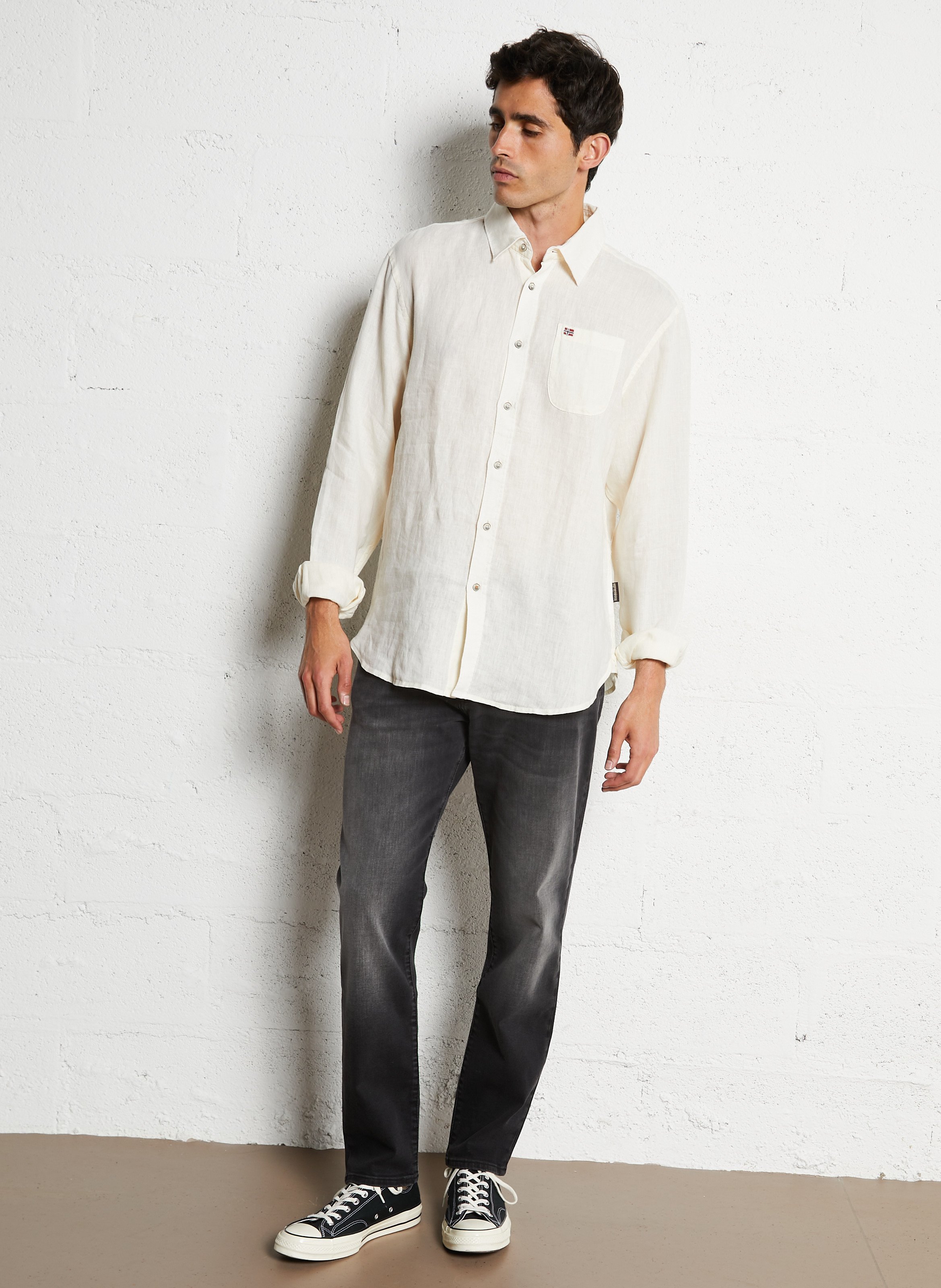 Jean droit en coton mélangé BOSS Noir