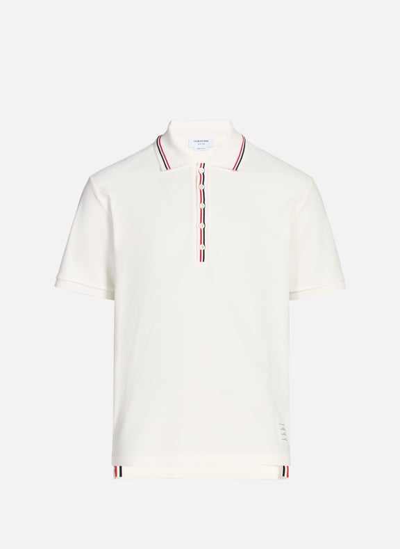 Polo en coton Blanc by THOM BROWNE THOM BROWNE Polo en coton Blanc