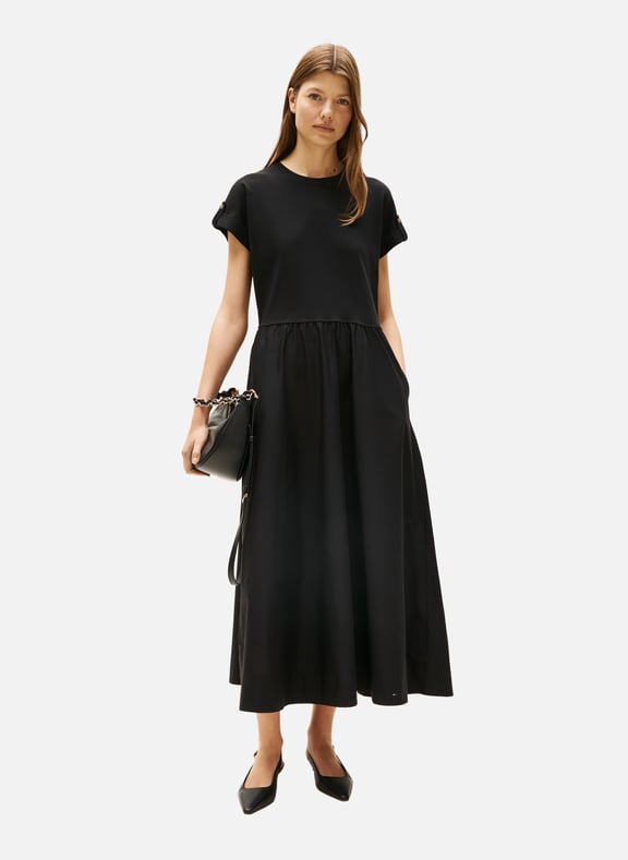 Robe longueur midi à boutons dorés Noir by TOMMY HILFIGER TOMMY HILFIGER Robe longueur midi à boutons dorés Noir