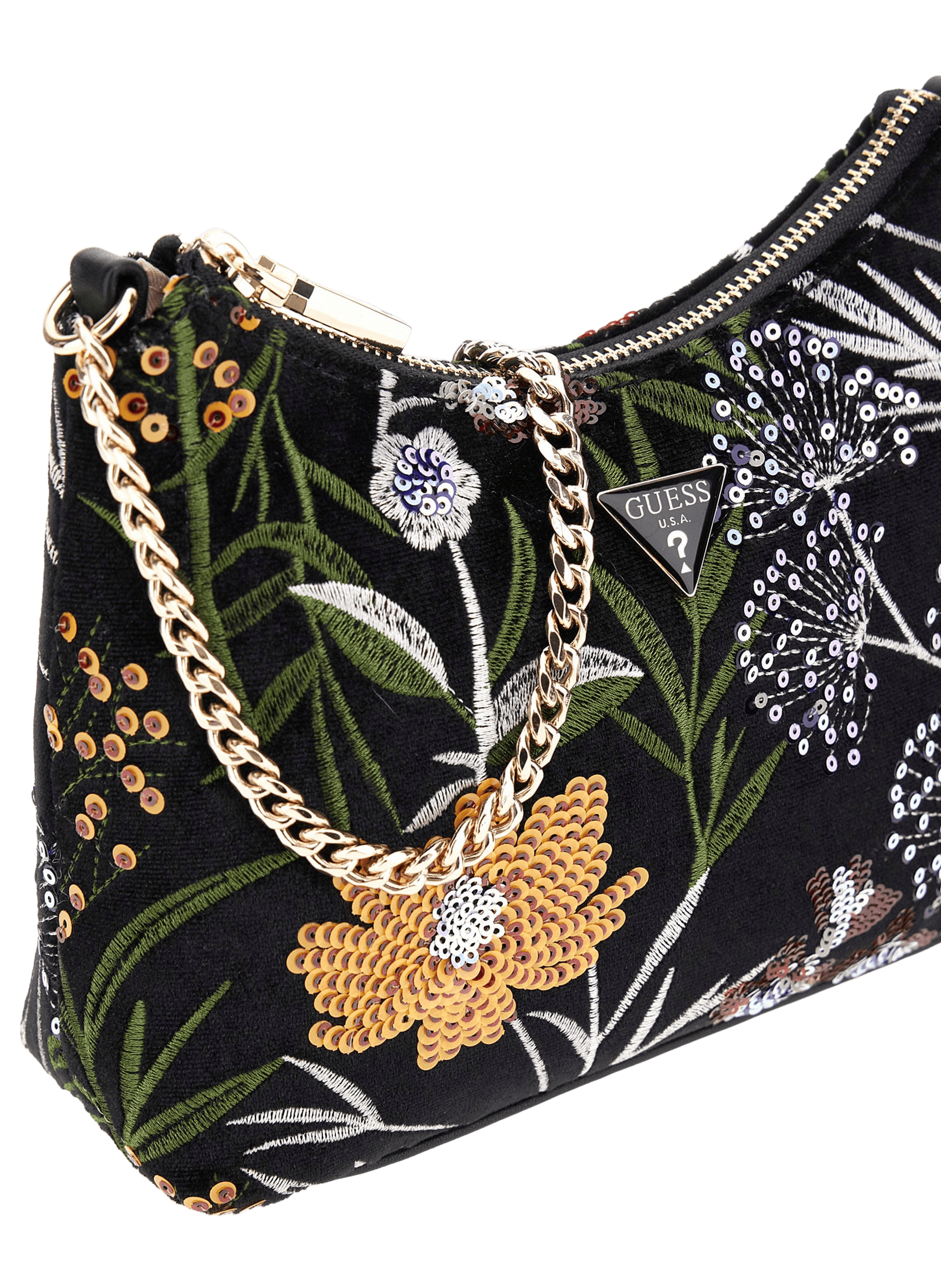 Patterned shoulder bag GUESS Black