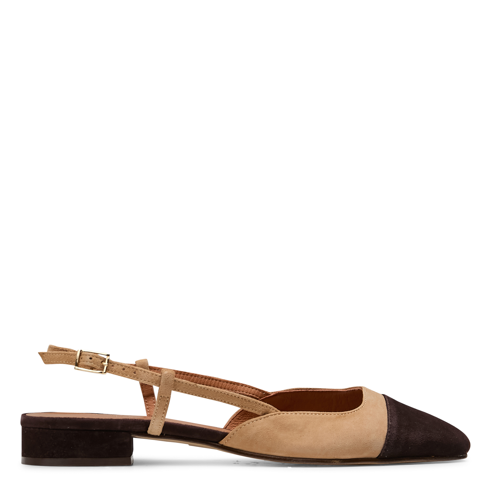 Ballerines slingback en cuir dhapou JONAK Marron