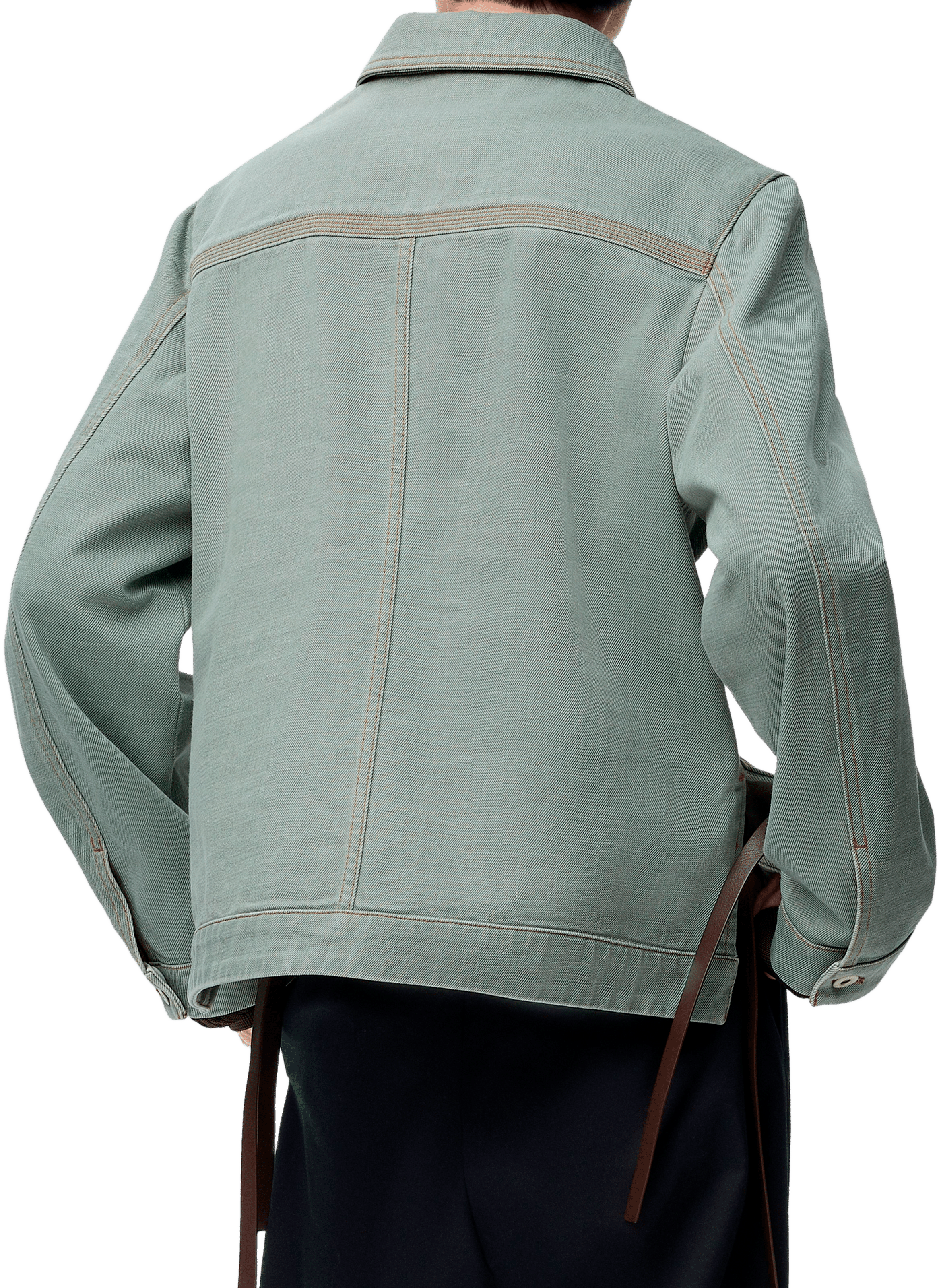 Straight utility jacket in cotton and leather LOEWE Green