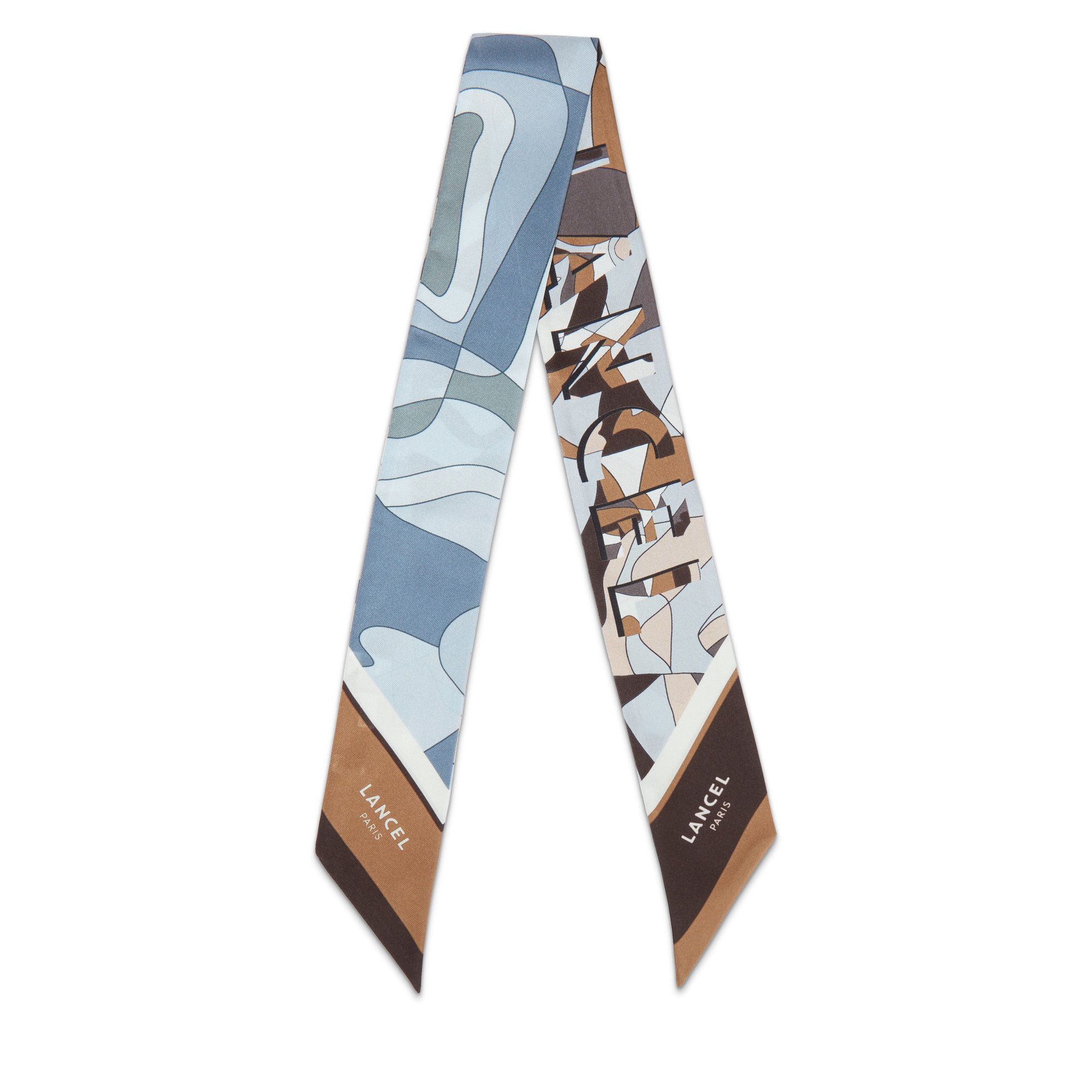 Bandeau de soie motif puzzle LANCEL Bleu