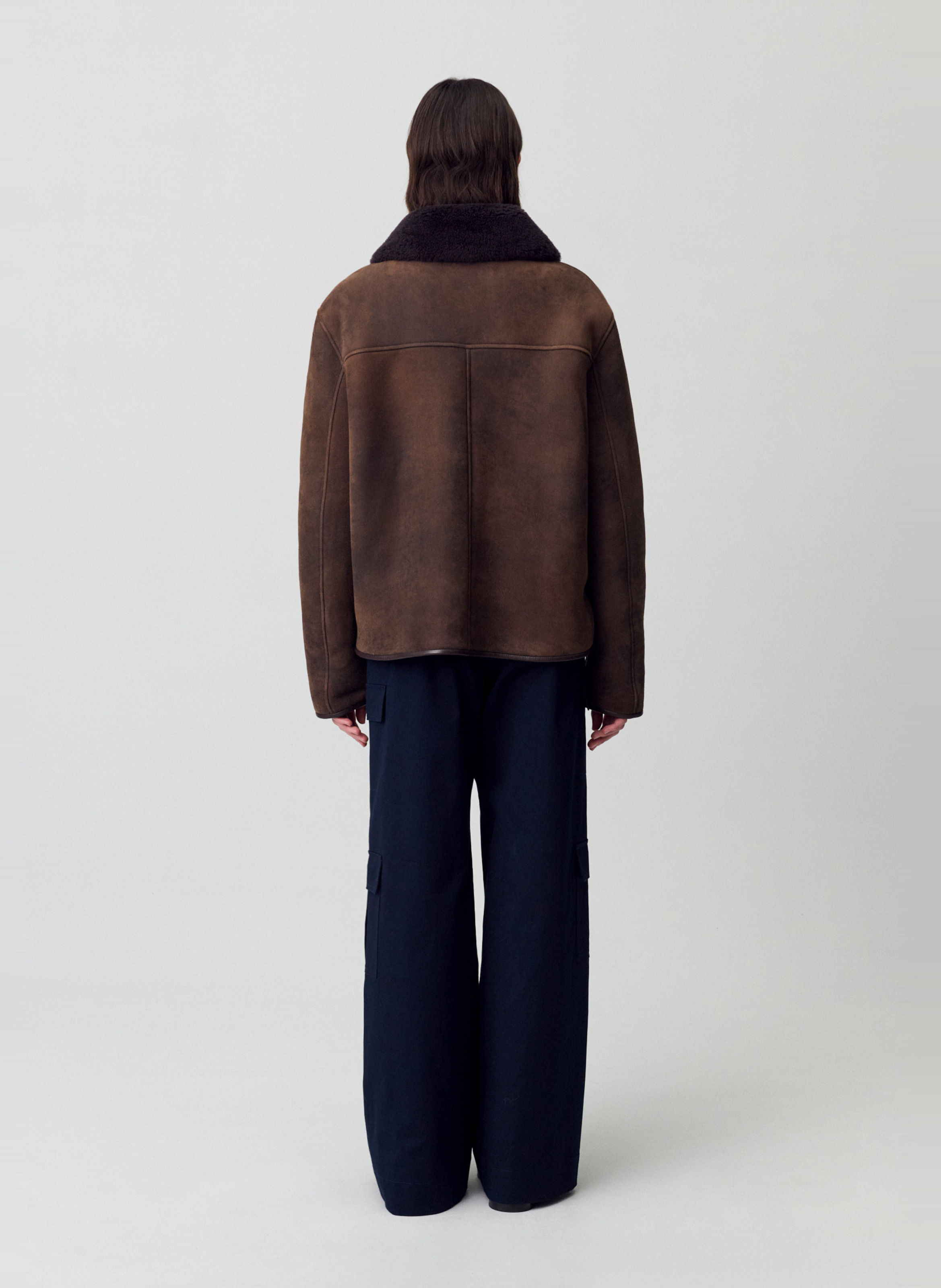 Veste oversize col classique en cuir florine CLAUDIE PIERLOT Marron