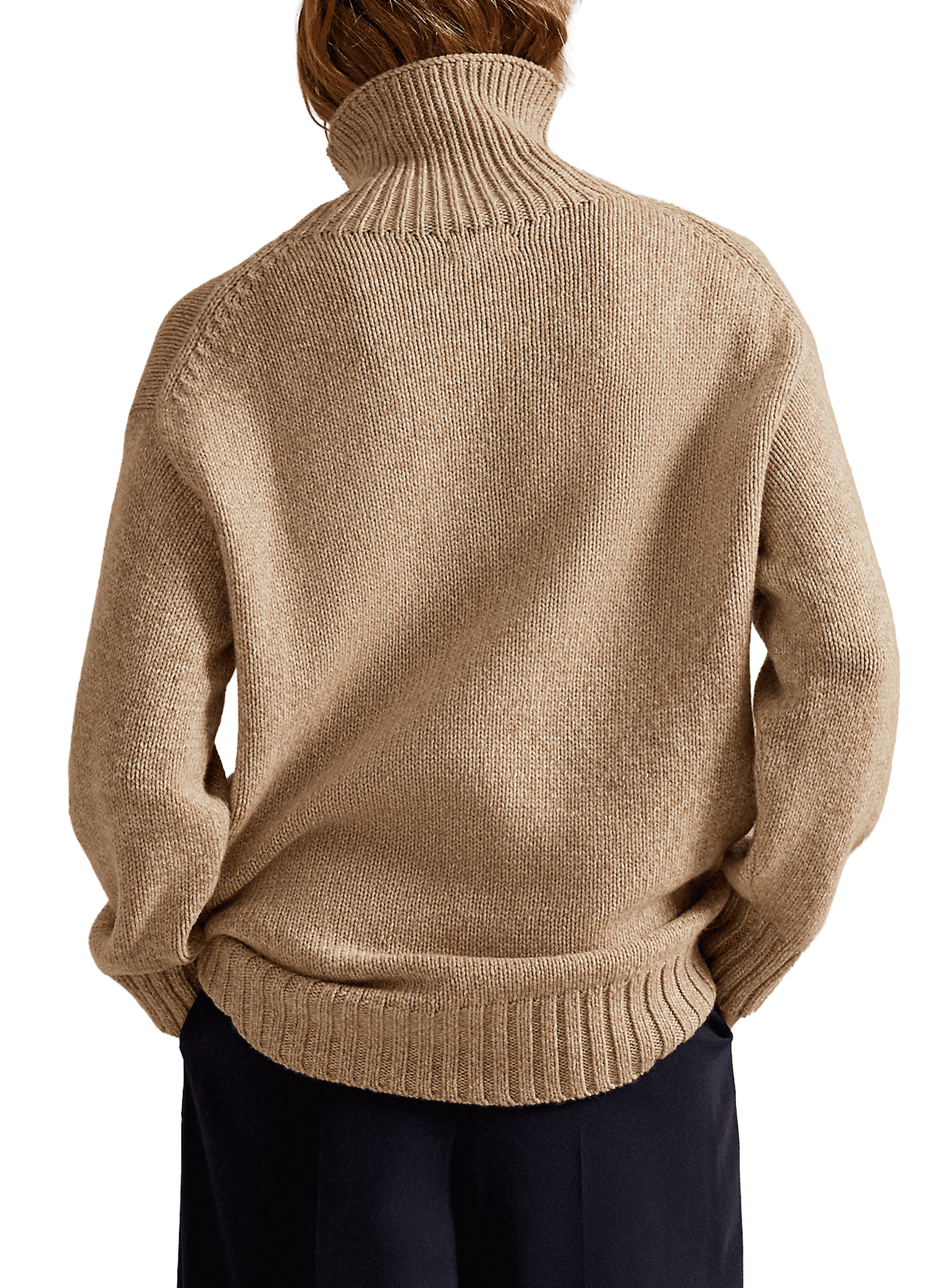 Pull col roulé en laine et cachemire POLO RALPH LAUREN Beige