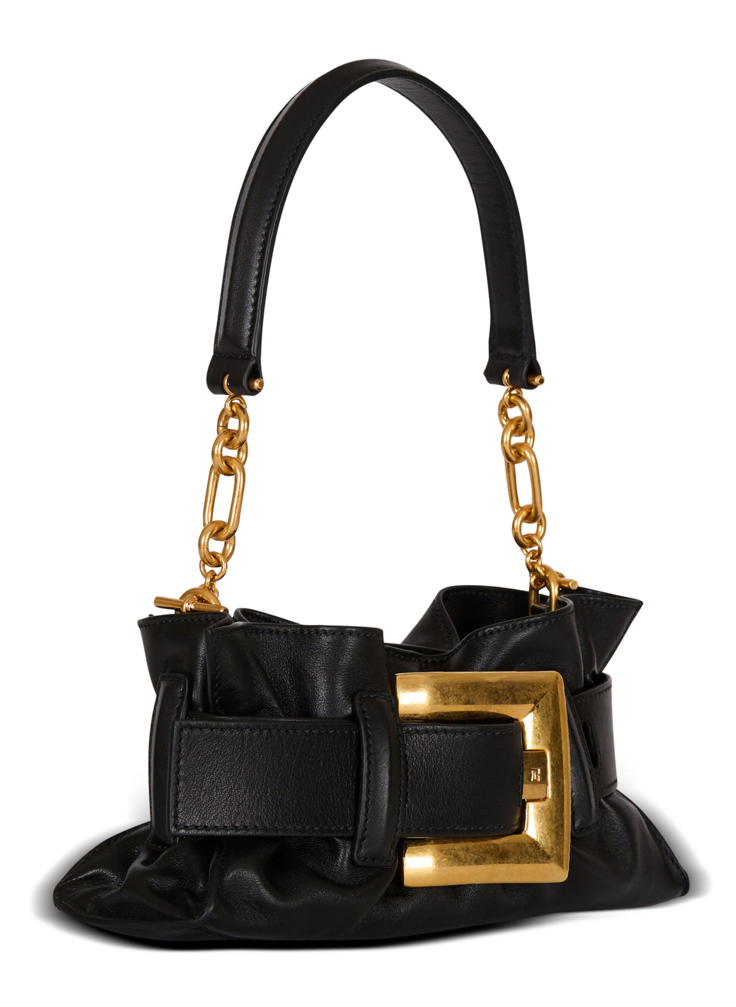 Sac anthem mini shoulder en cuir de veau BALMAIN Noir