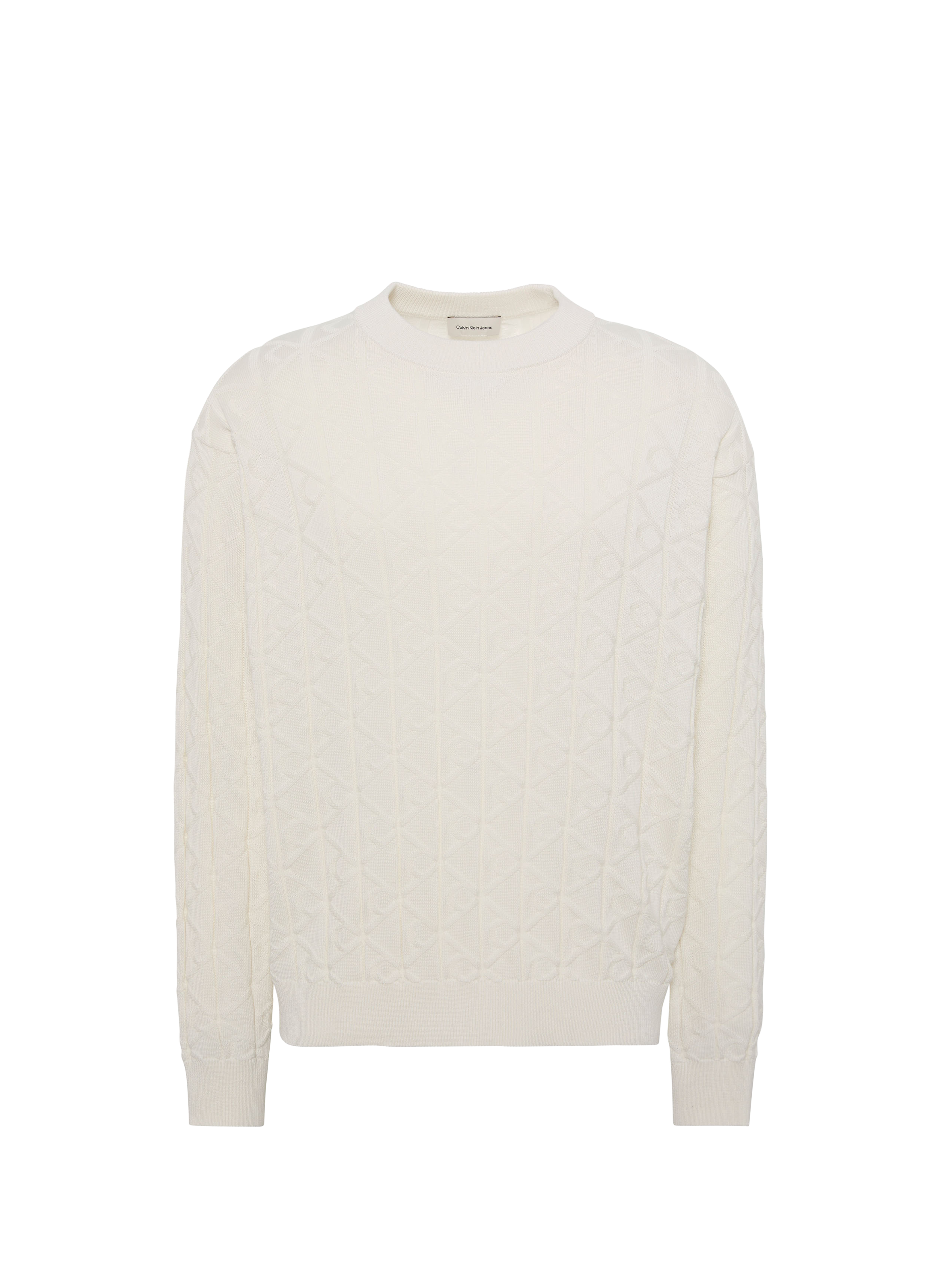 Straight round neck cotton sweater CALVIN KLEIN Beige