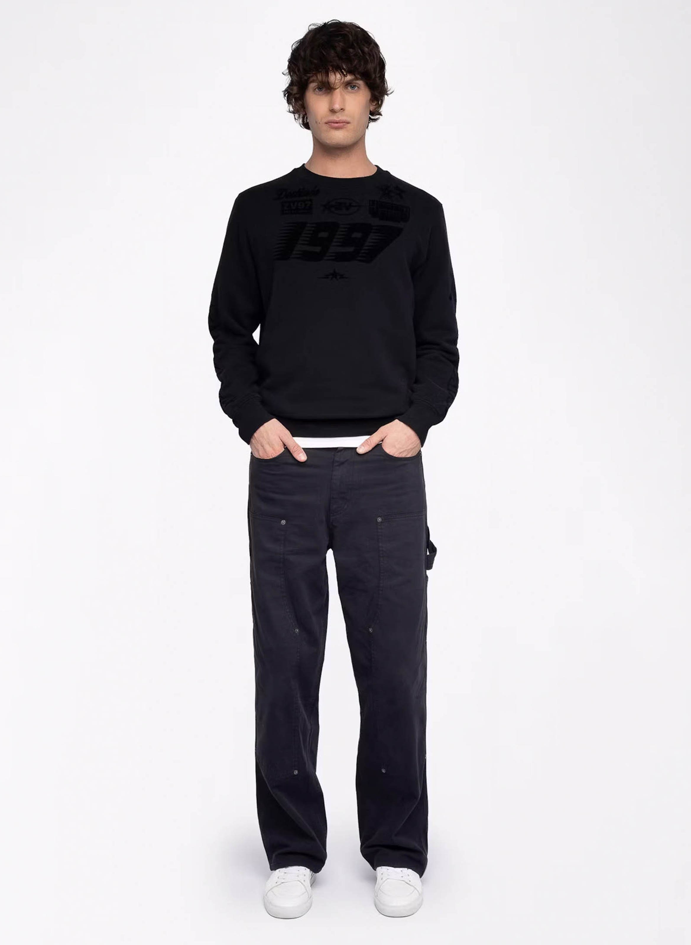 Sweat droit col rond en coton mélangé aime ZADIG&VOLTAIRE Noir