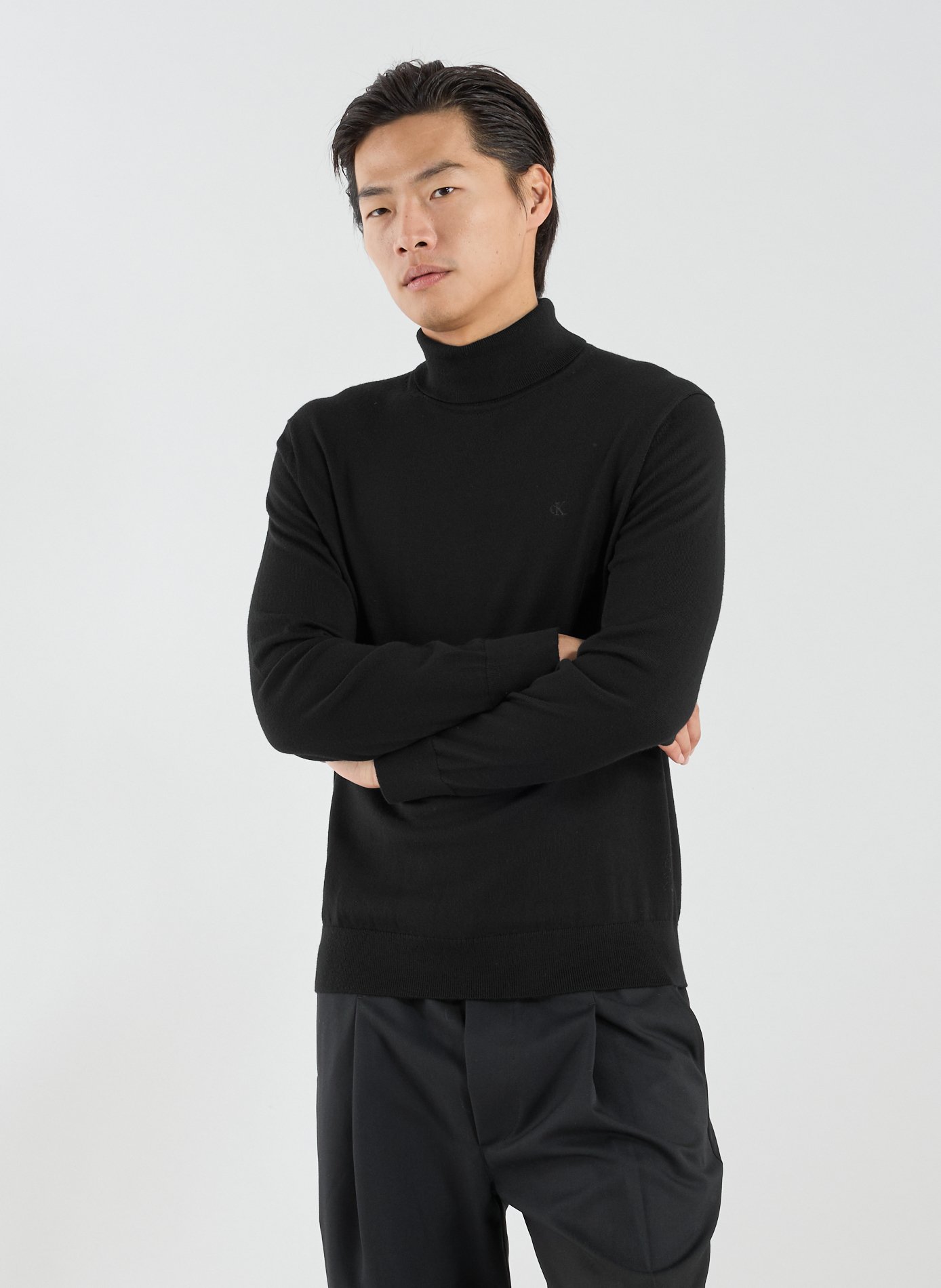 CALVIN KLEIN Pull à col roulé en laine mérinos Noir