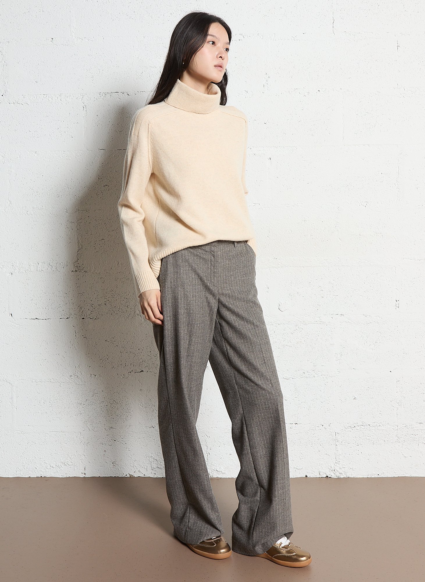 Pull col roulé en laine celestin MAISON 123 Beige