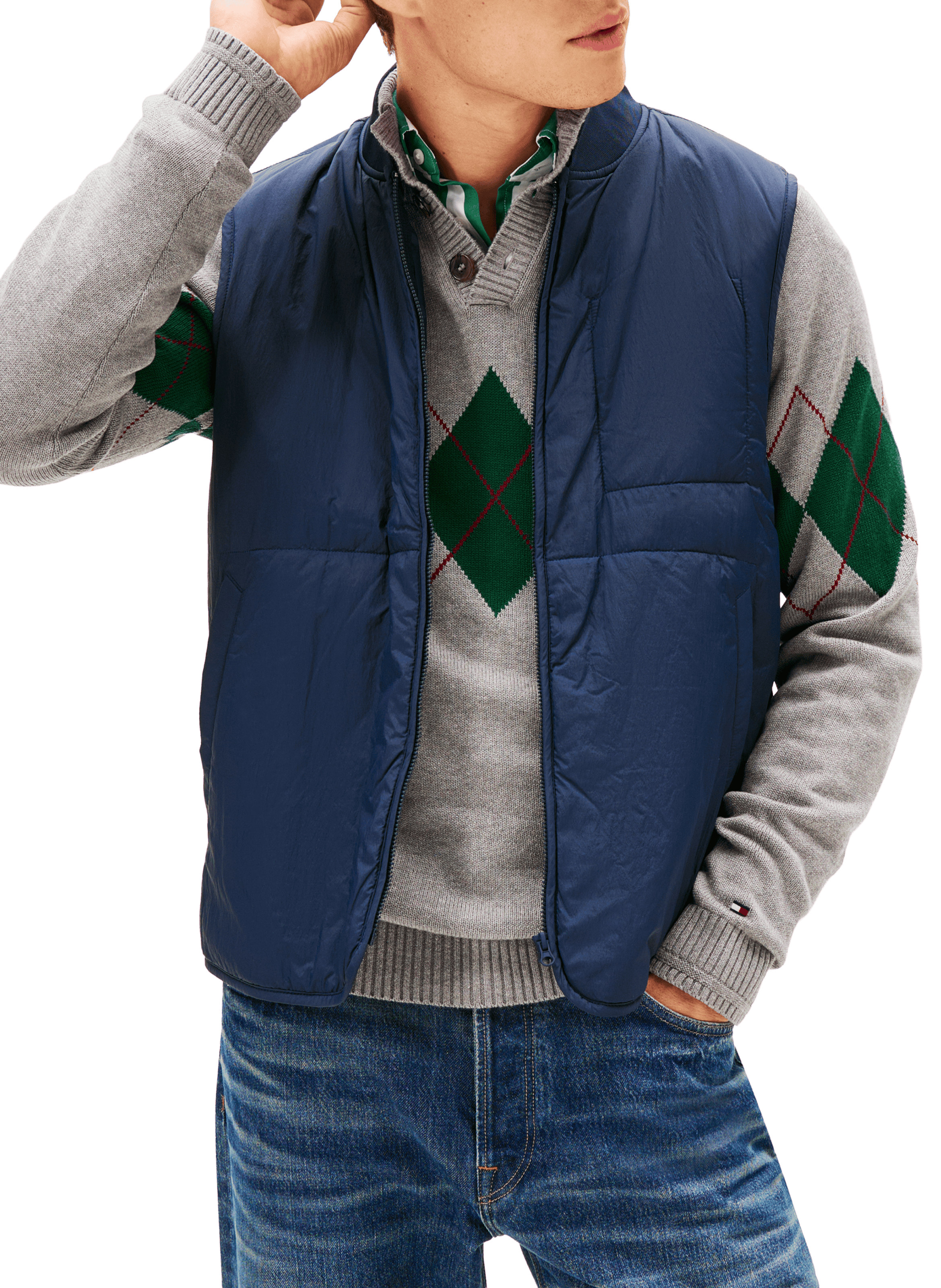 Jacket with high collar and zip TOMMY HILFIGER Blue