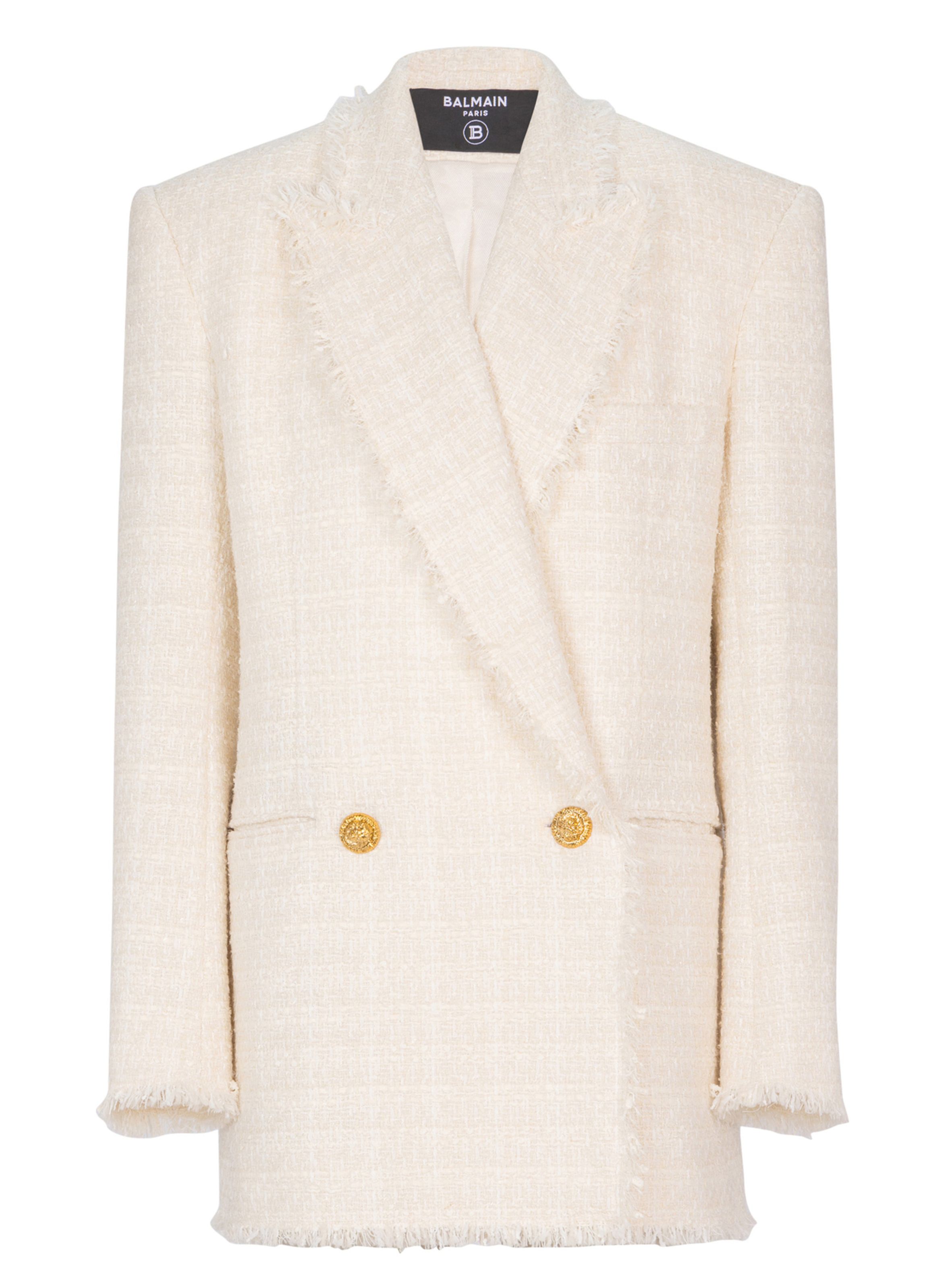 Veste 2 boutons en tweed BALMAIN Blanc