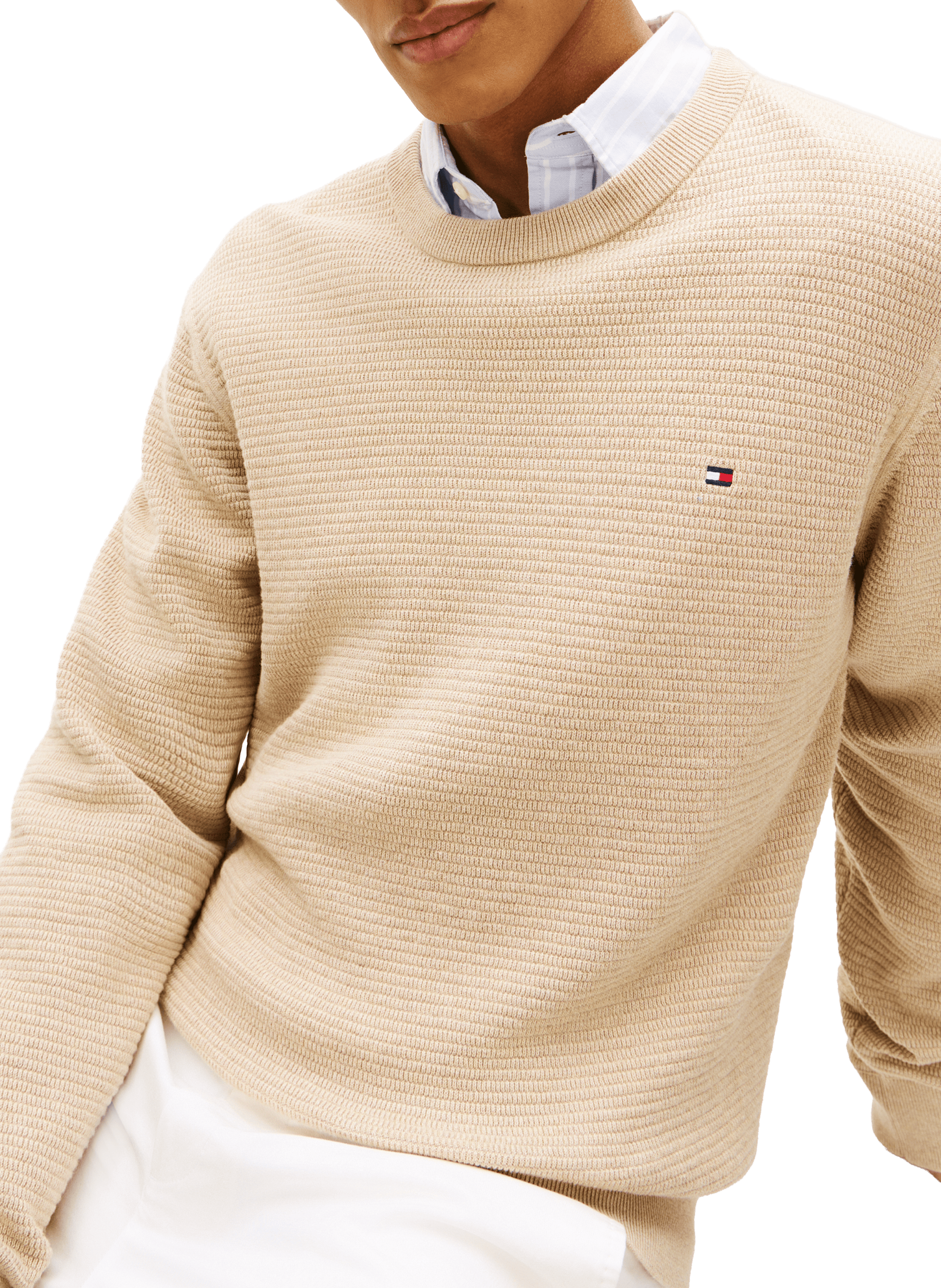 Ribbed cotton jumper TOMMY HILFIGER Beige