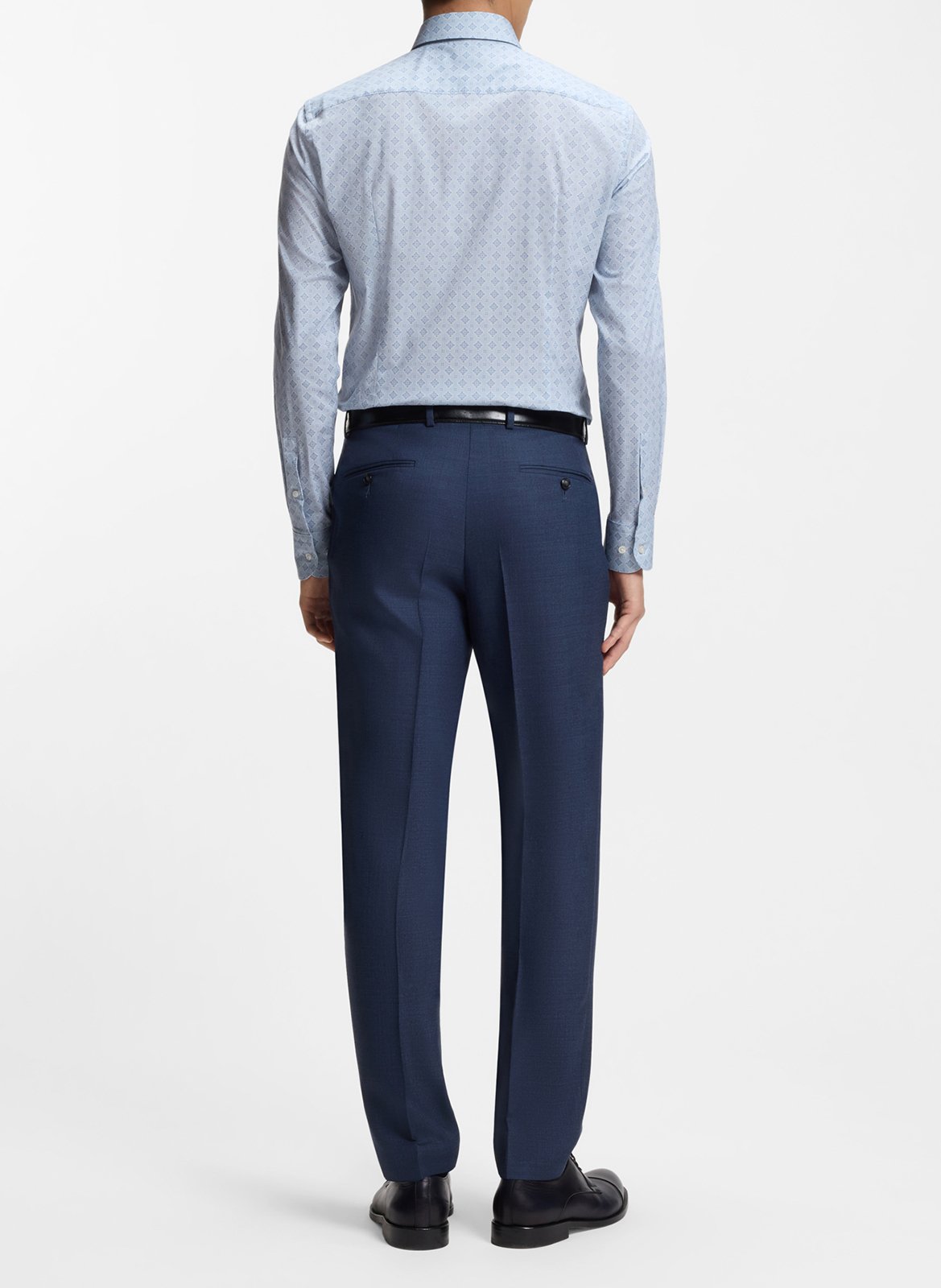 Chemise droite imprimée en coton mélangé BOSS Bleu