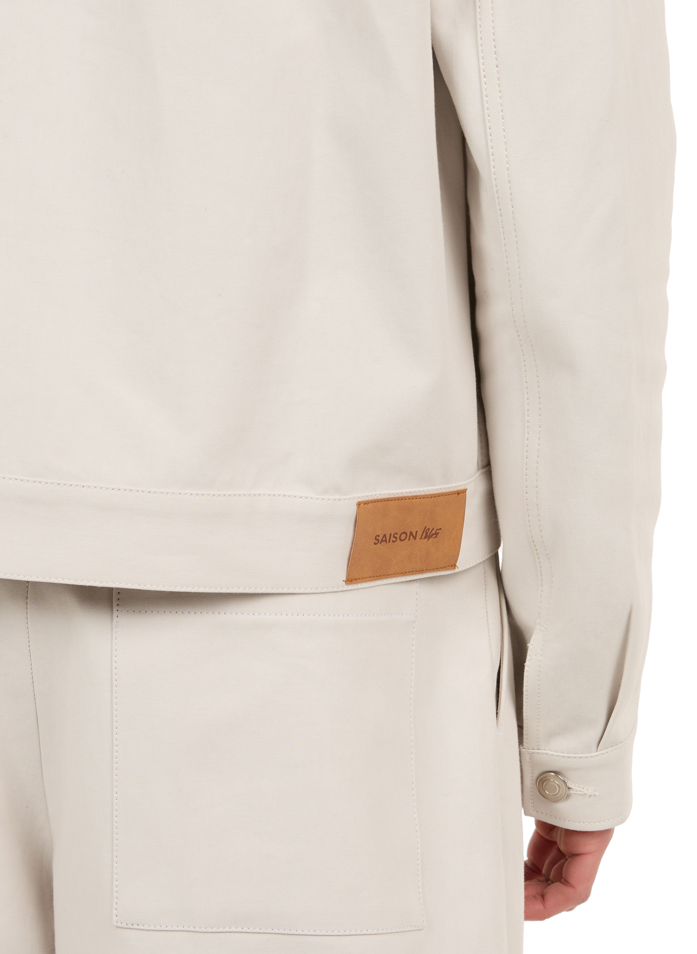 Straight cotton denim jacket Beige