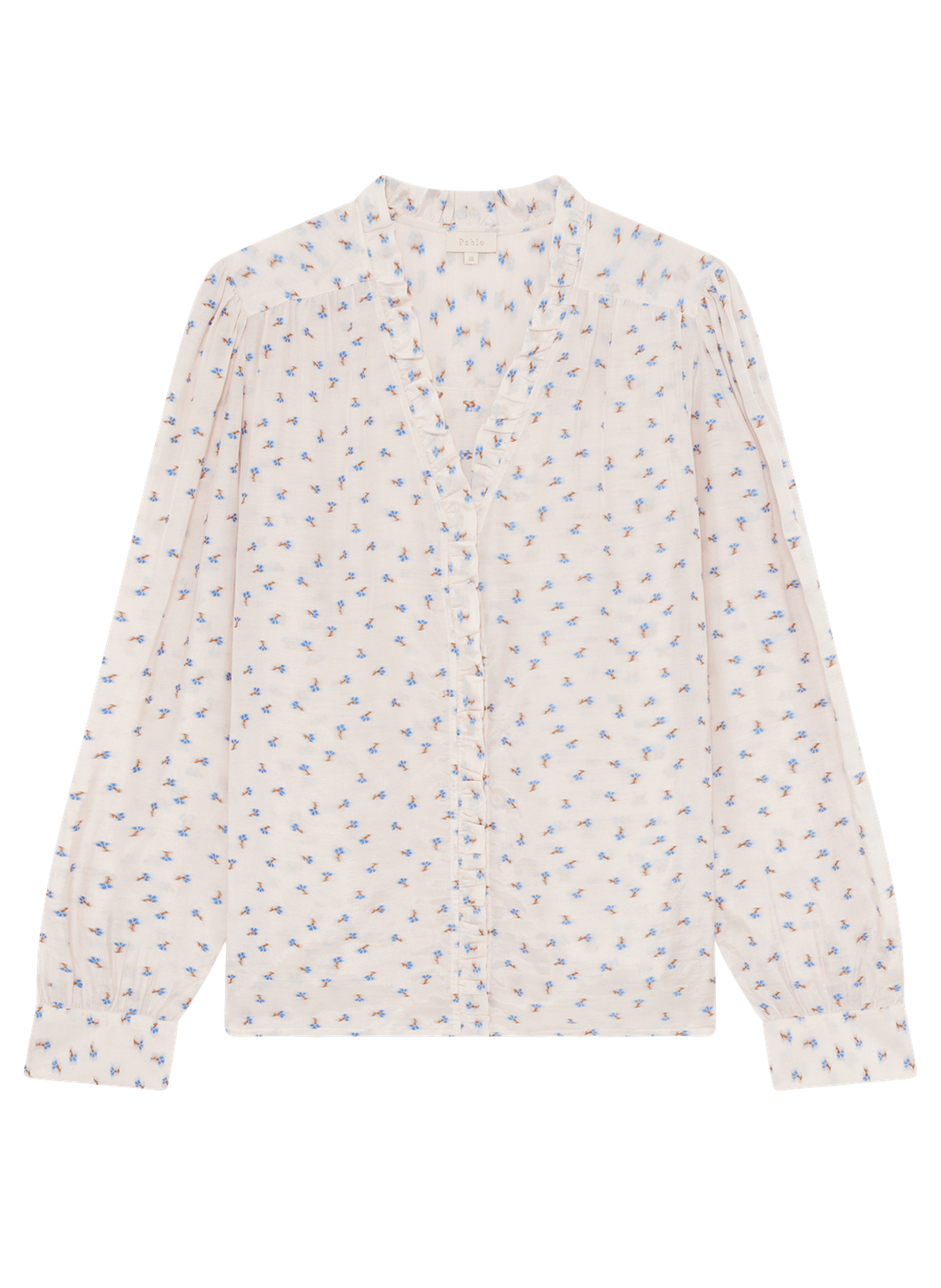 Chemise à volants et jacquard - chaima PABLO Beige