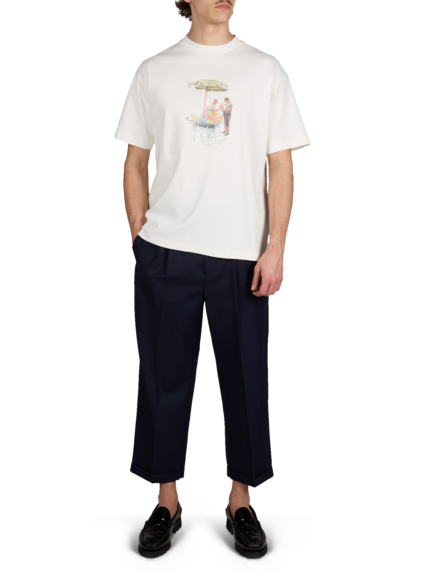 Floral print cotton t-shirt DROLE DE MONSIEUR Beige