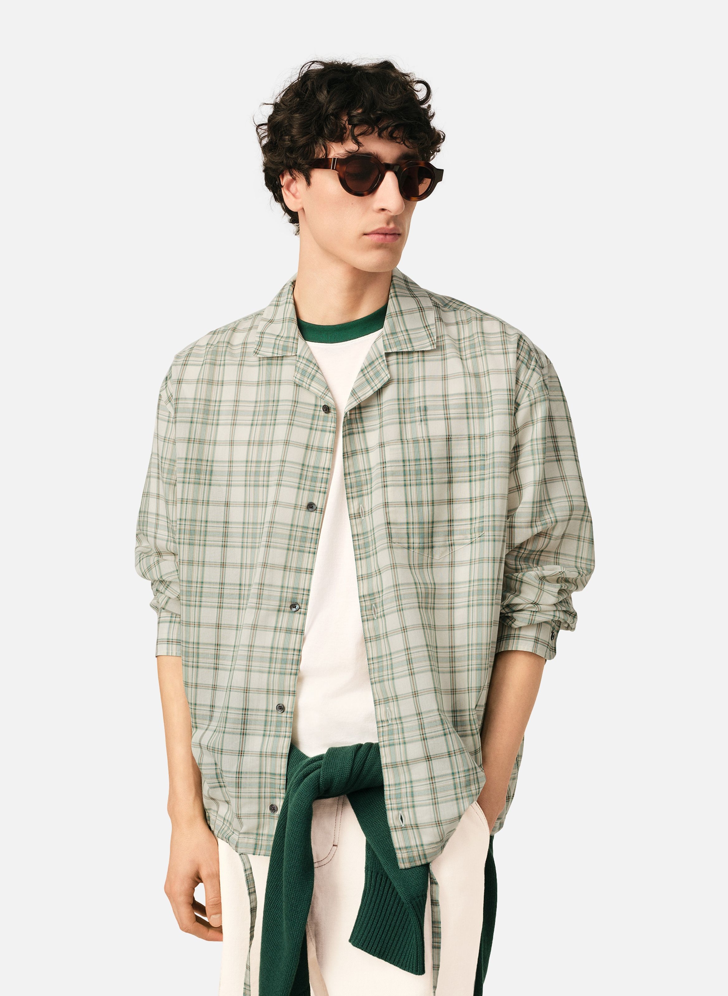 Chemise boxy à carreaux en coton AMI PARIS Vert