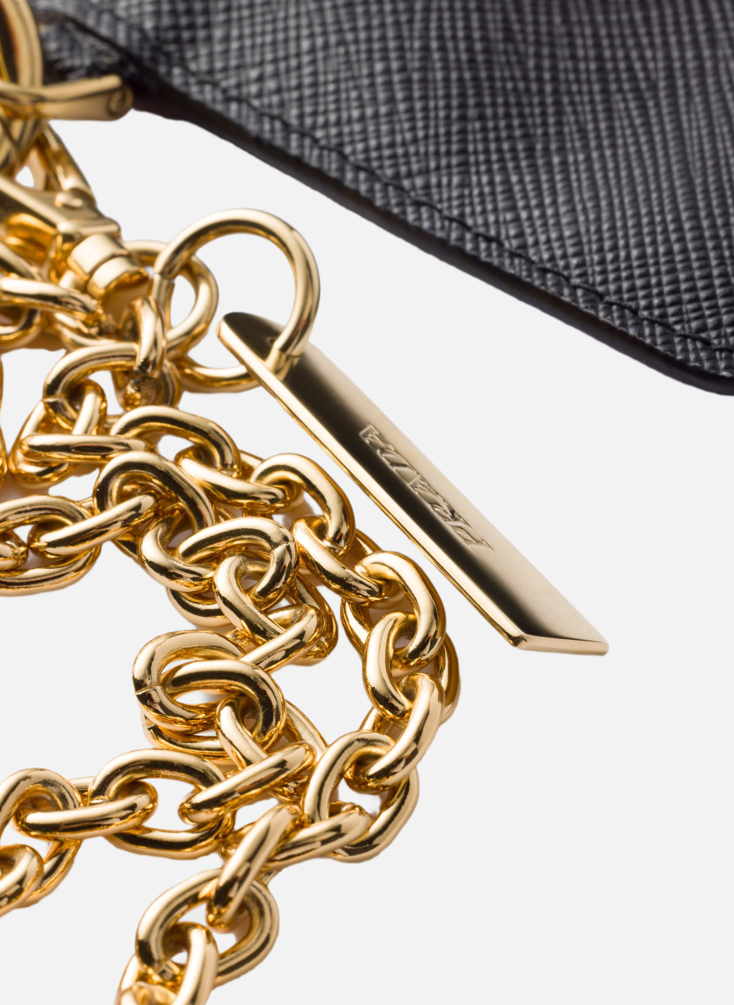 Porte-cartes à bandoulière en cuir saffiano PRADA Noir