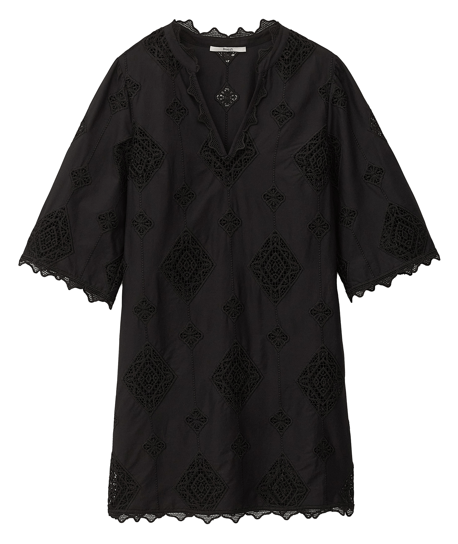 Robe courte col v en coton mélangé malo BA&SH Noir