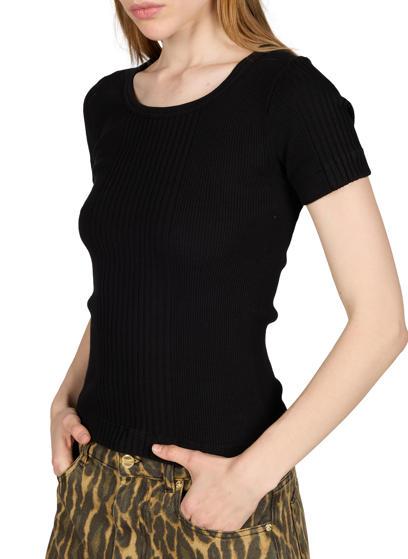 Ribbed cotton Rani t-shirt PURE SUGAR Black